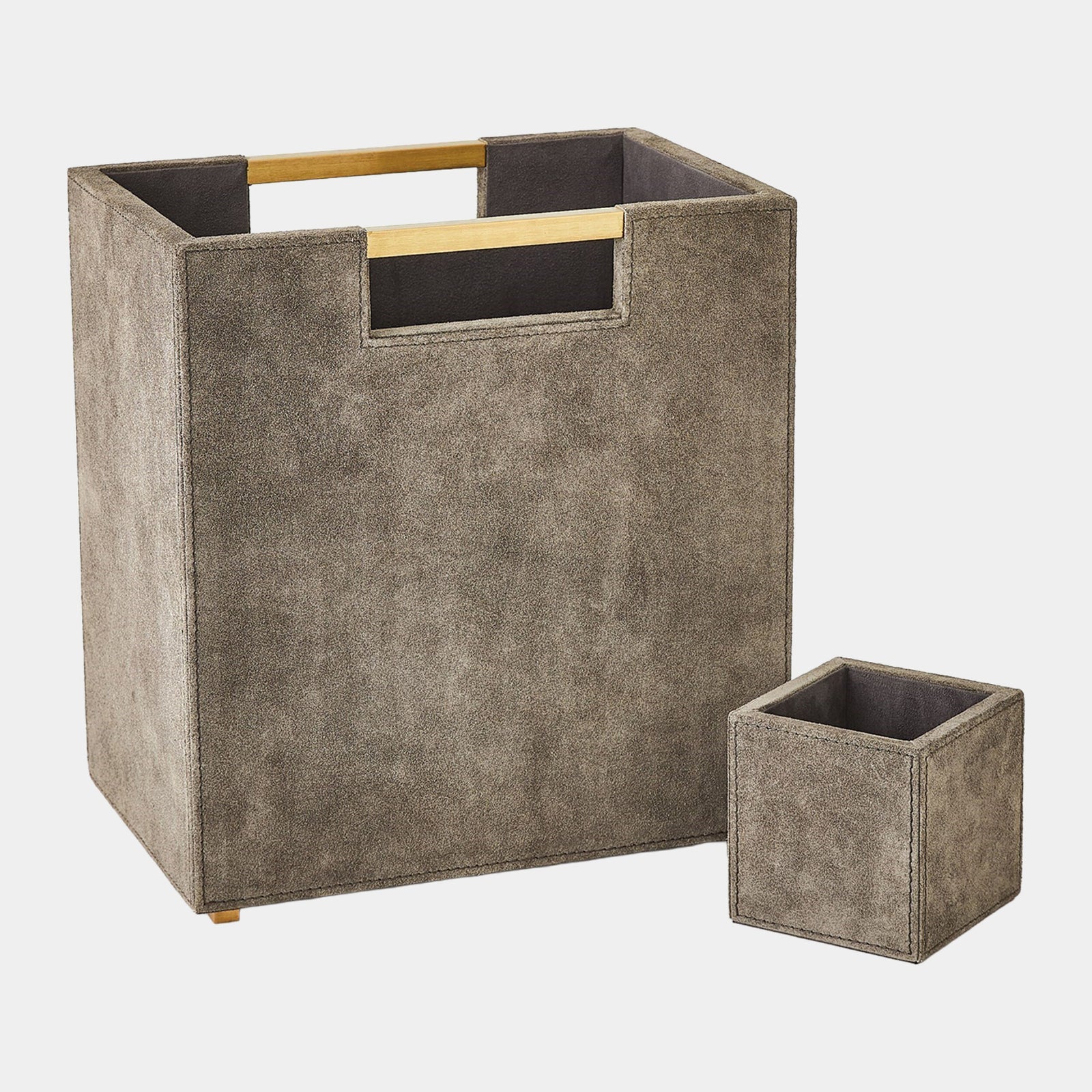 Posh Pencil Cup-Gray Suede
