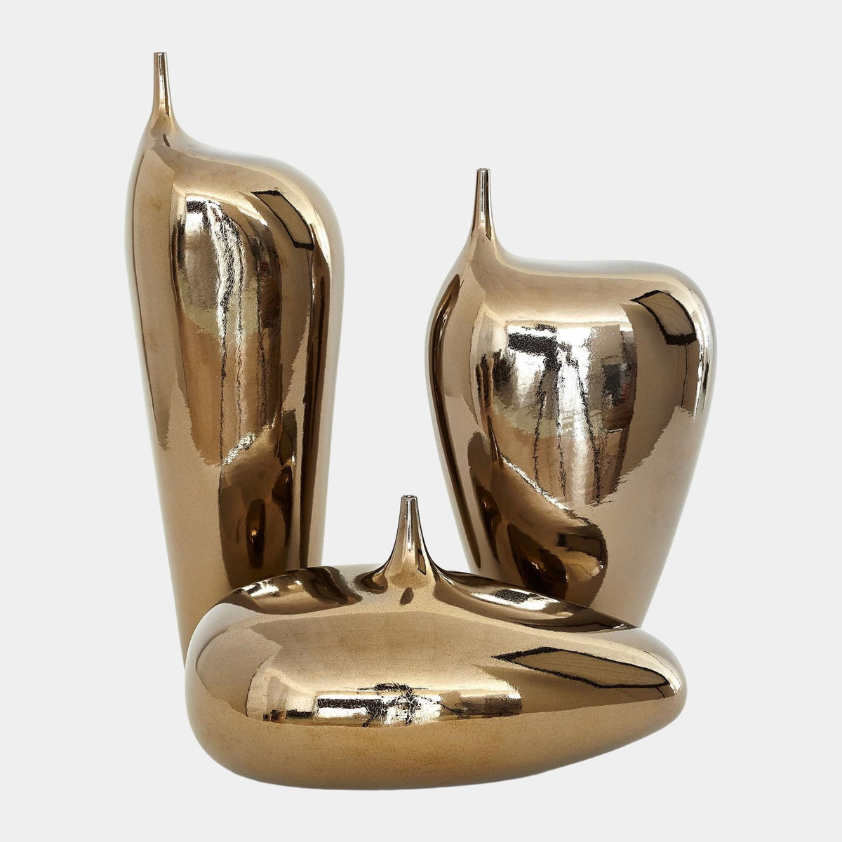 Offset Neck Object-Bronze Crackle-Lg
