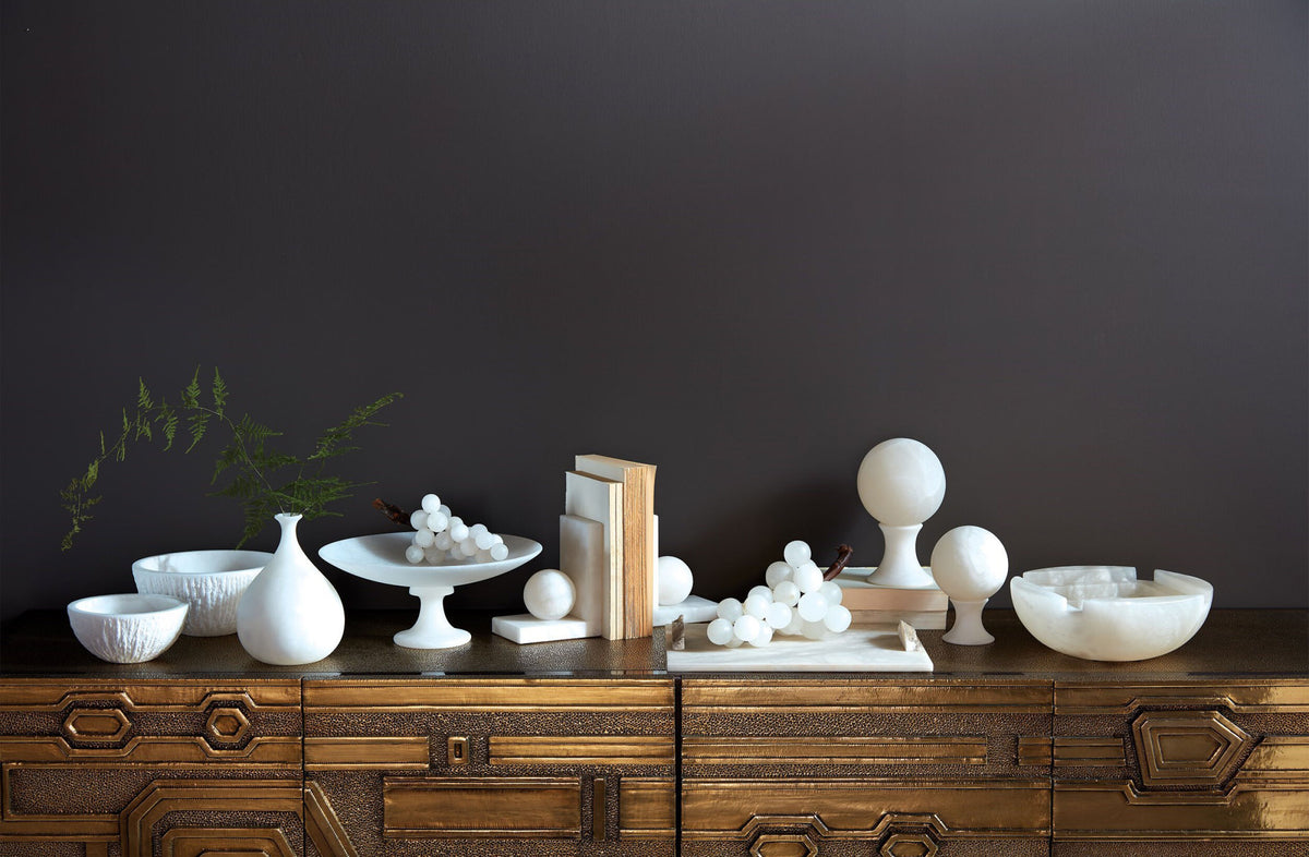 Cassium Ball Bookends-Alabaster