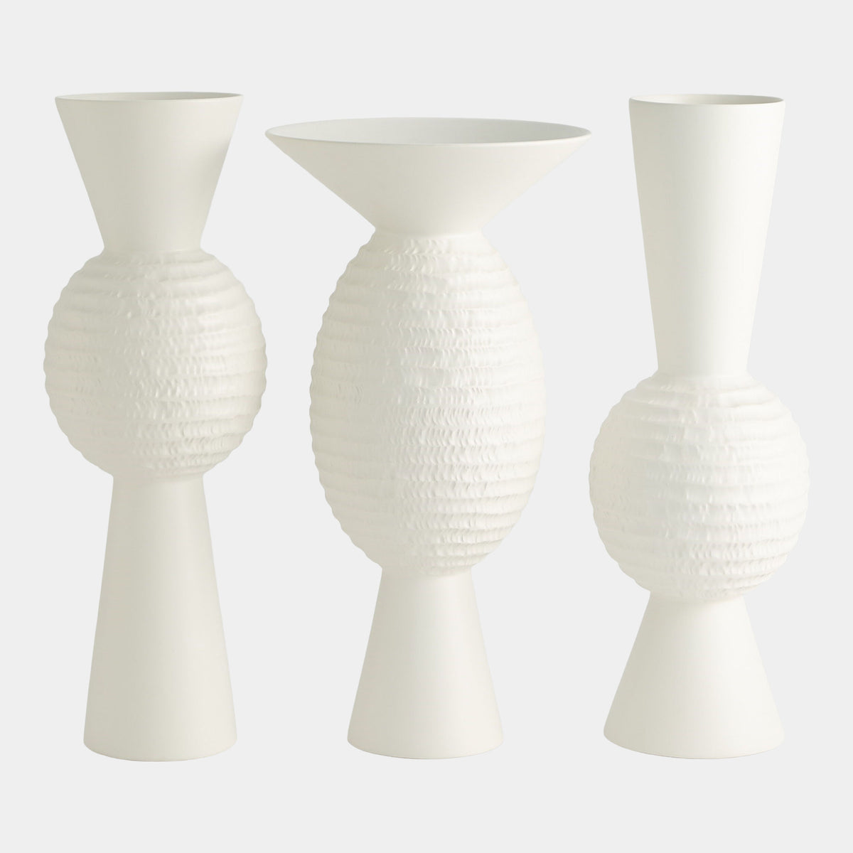 Kallinikos Chiseled Orb Vase-High-Matte White