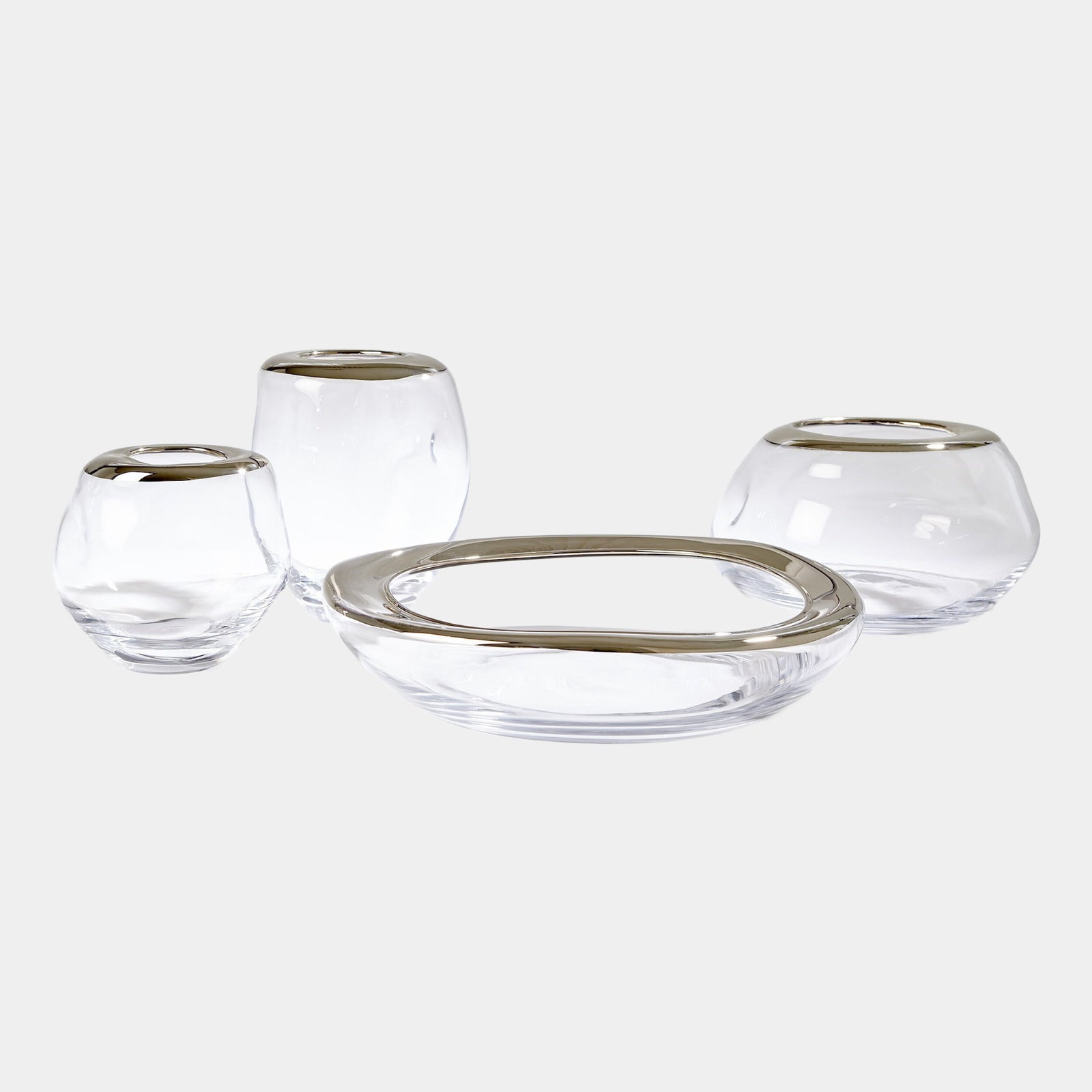 Harper Organic Formed Vase-Platinum Rim-Lg