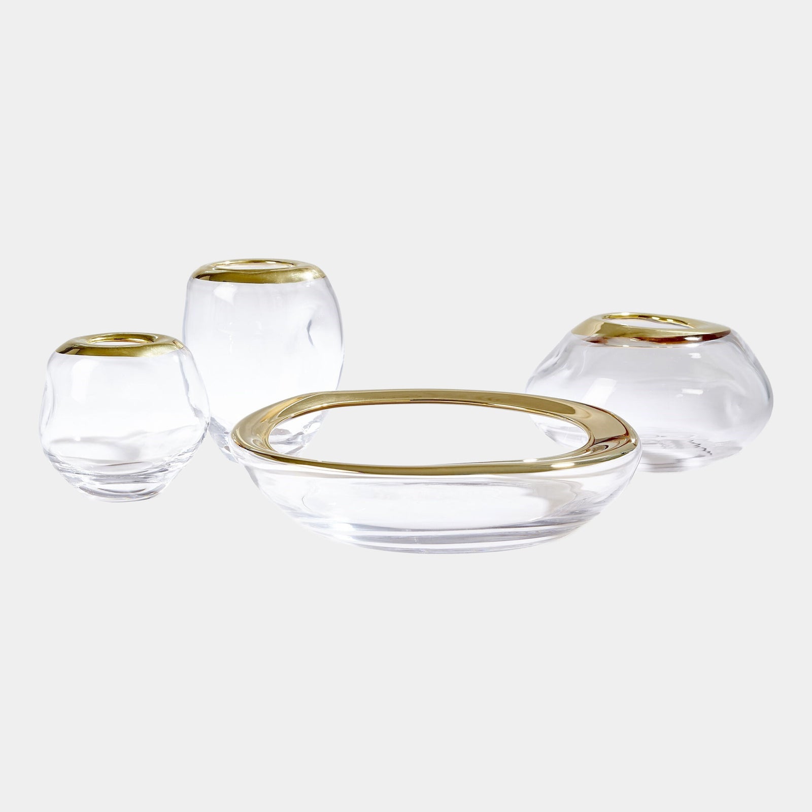Harper Organic Formed Vase-Gold Rim-Lg