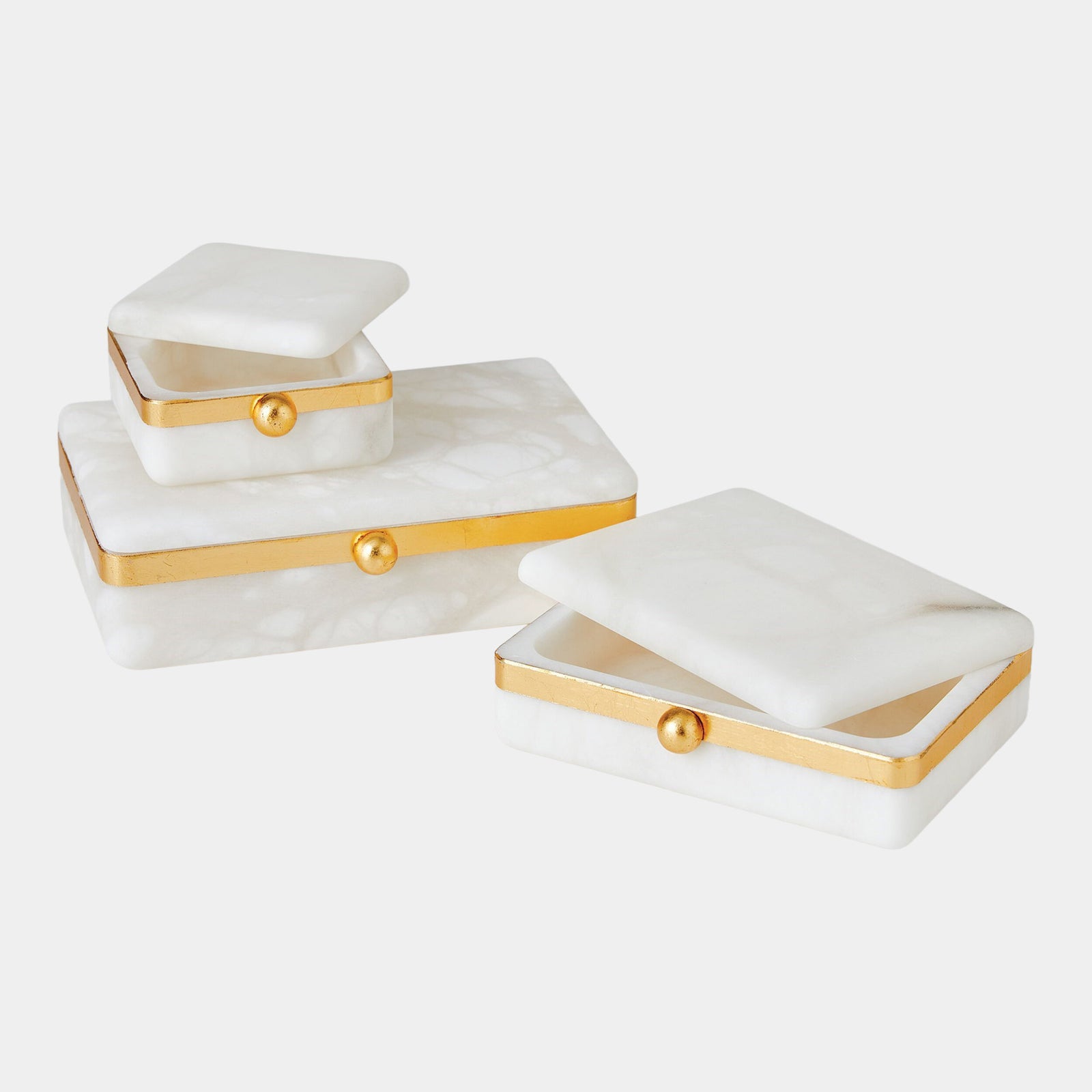 Tyla Gold Band Swivel Alabaster Box-Lg