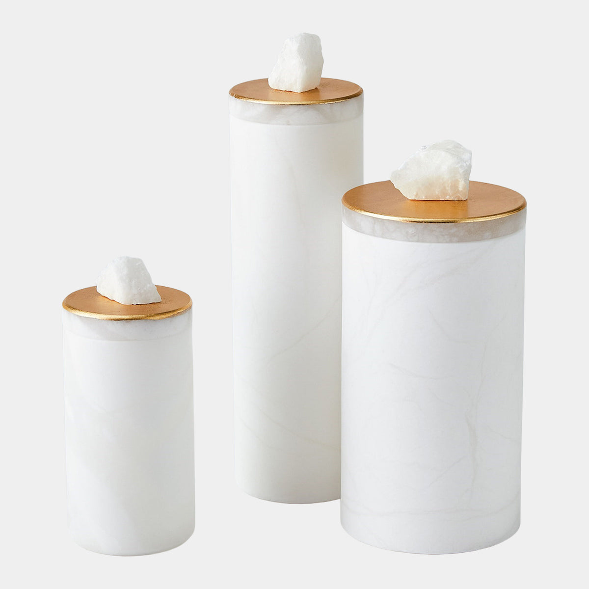 Quarry Jar-White/Gold Leaf-Lg