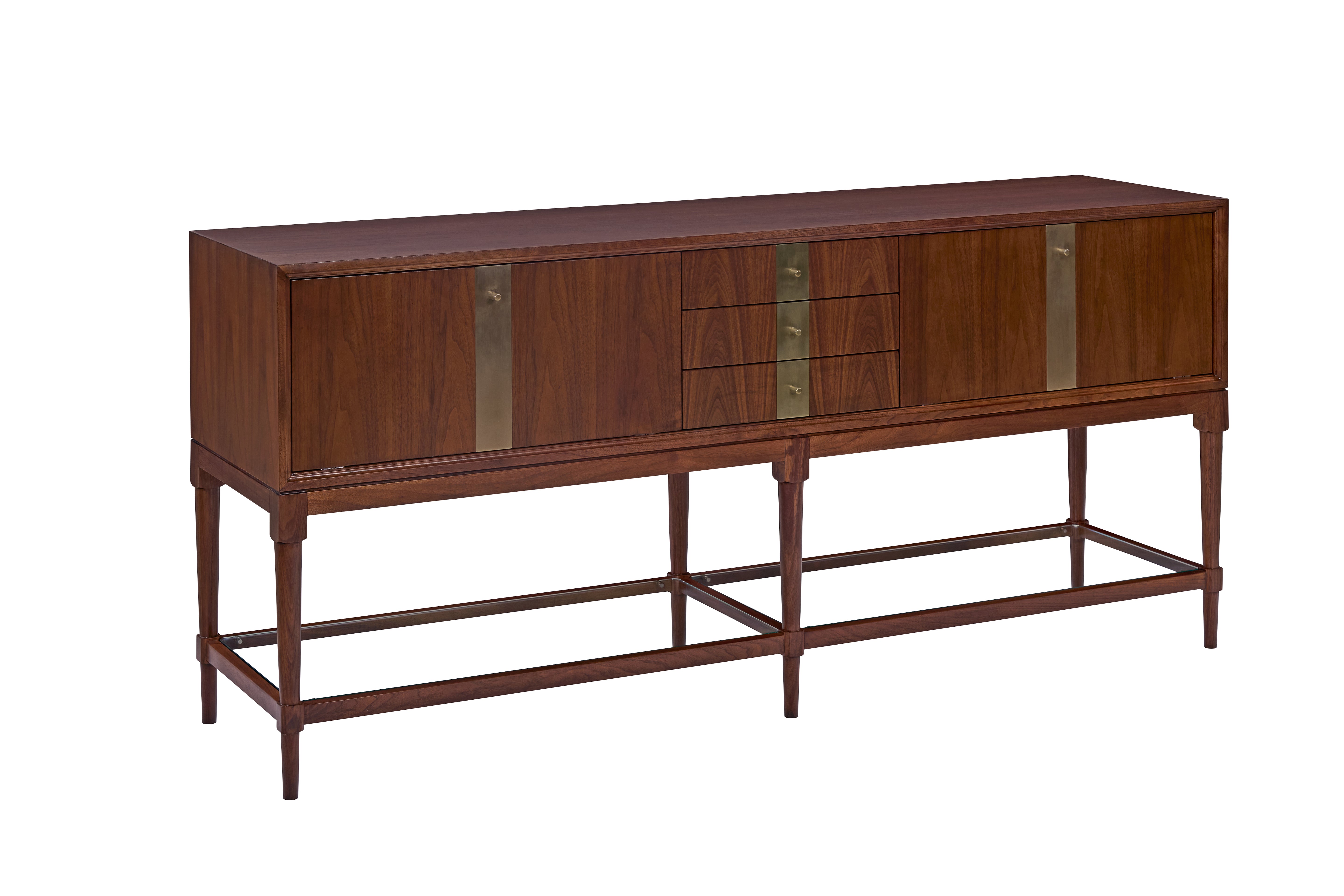 Felix Buffet in Walnut Veneers, Walnut Solids, Glass - Hickory Chair