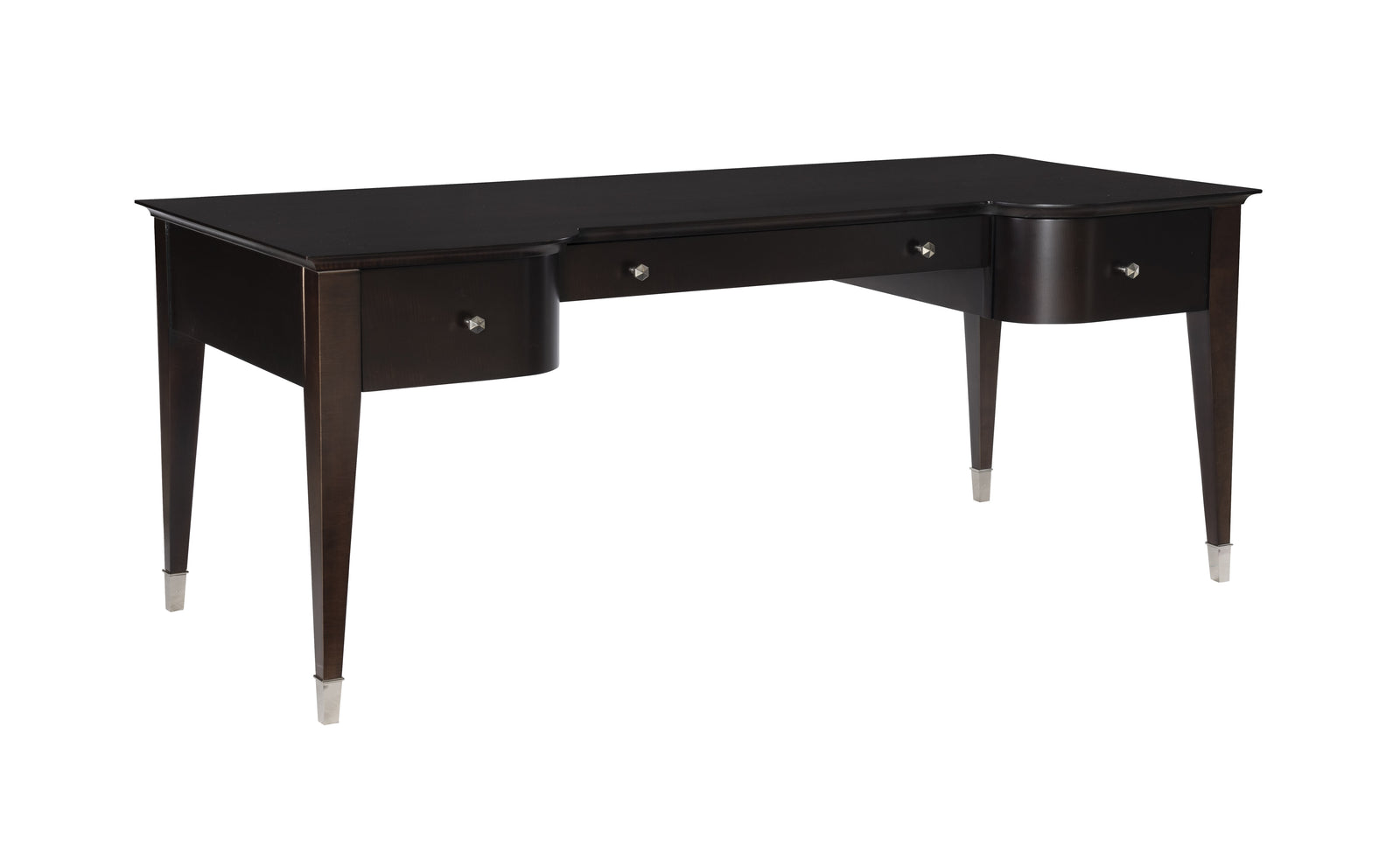 Optional Golden Brass hardware is available. Finished Back for floating. Clearance Below Center Drawer - 25". Clearance 