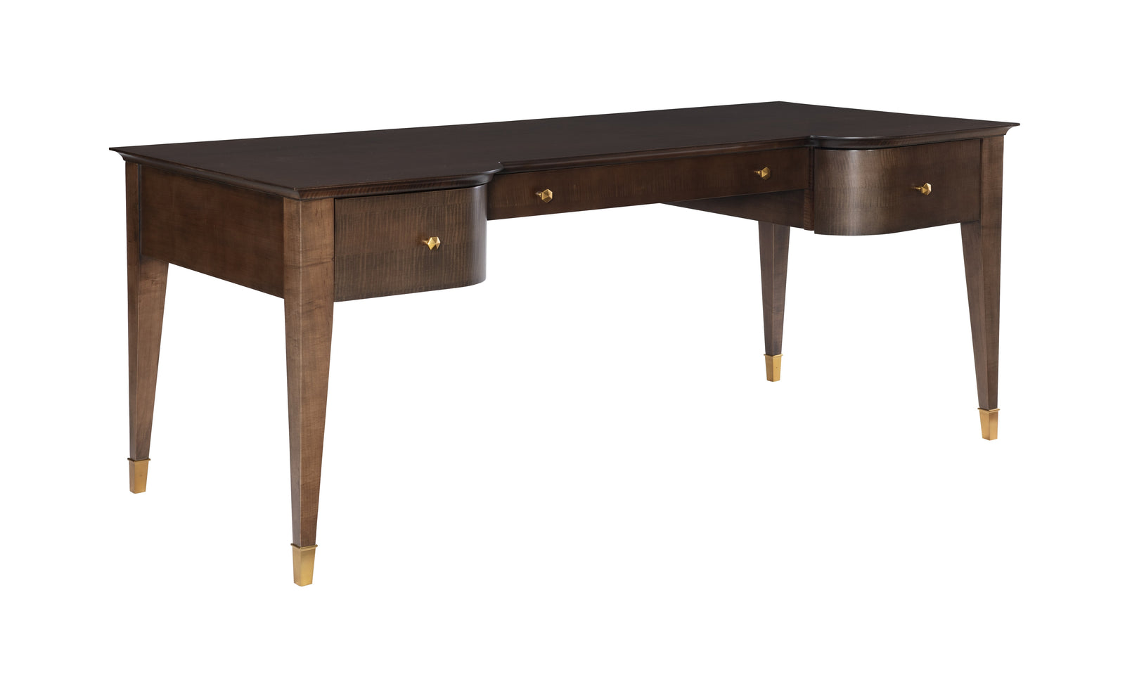 Optional Golden Brass hardware is available. Finished Back for floating. Clearance Below Center Drawer - 25". Clearance 