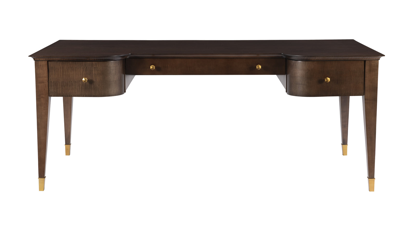 Optional Golden Brass hardware is available. Finished Back for floating. Clearance Below Center Drawer - 25". Clearance 