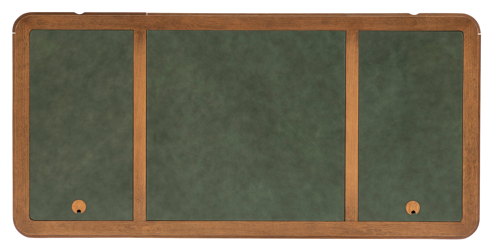 Desk opening: 26"H x 28"W. Center drawer with dividers. Left upright = 3 drawers. Right upright = 1 drawer + 1 file draw