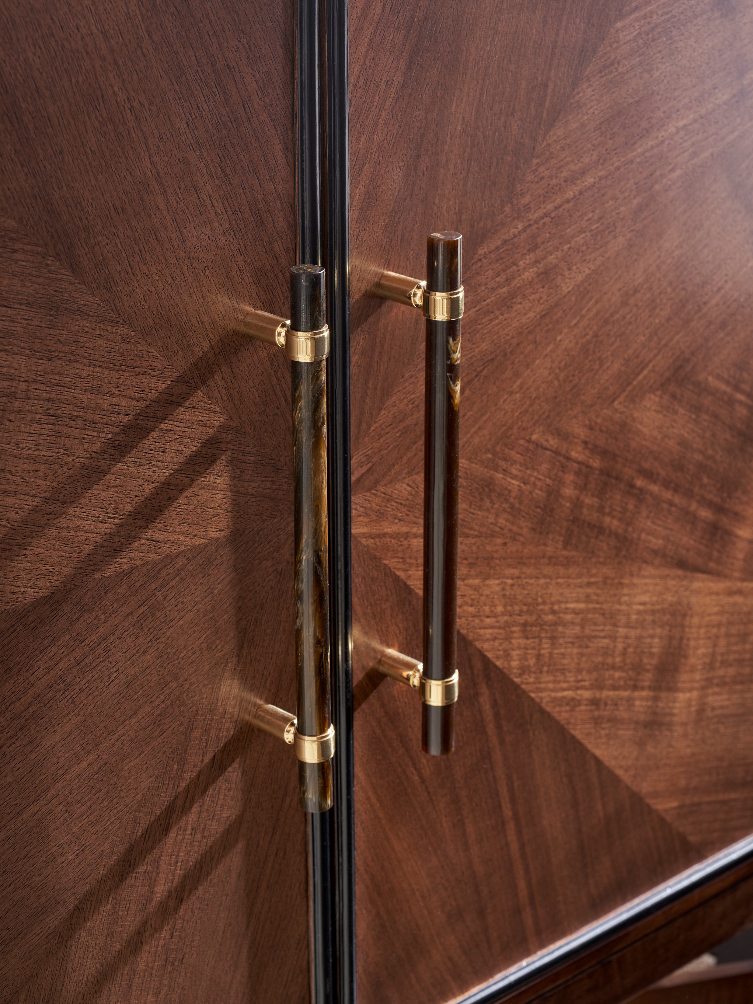 TEXTURES FOUR DOOR CREDENZA in Primavera Veneers, Maple Solids - Hickory Chair