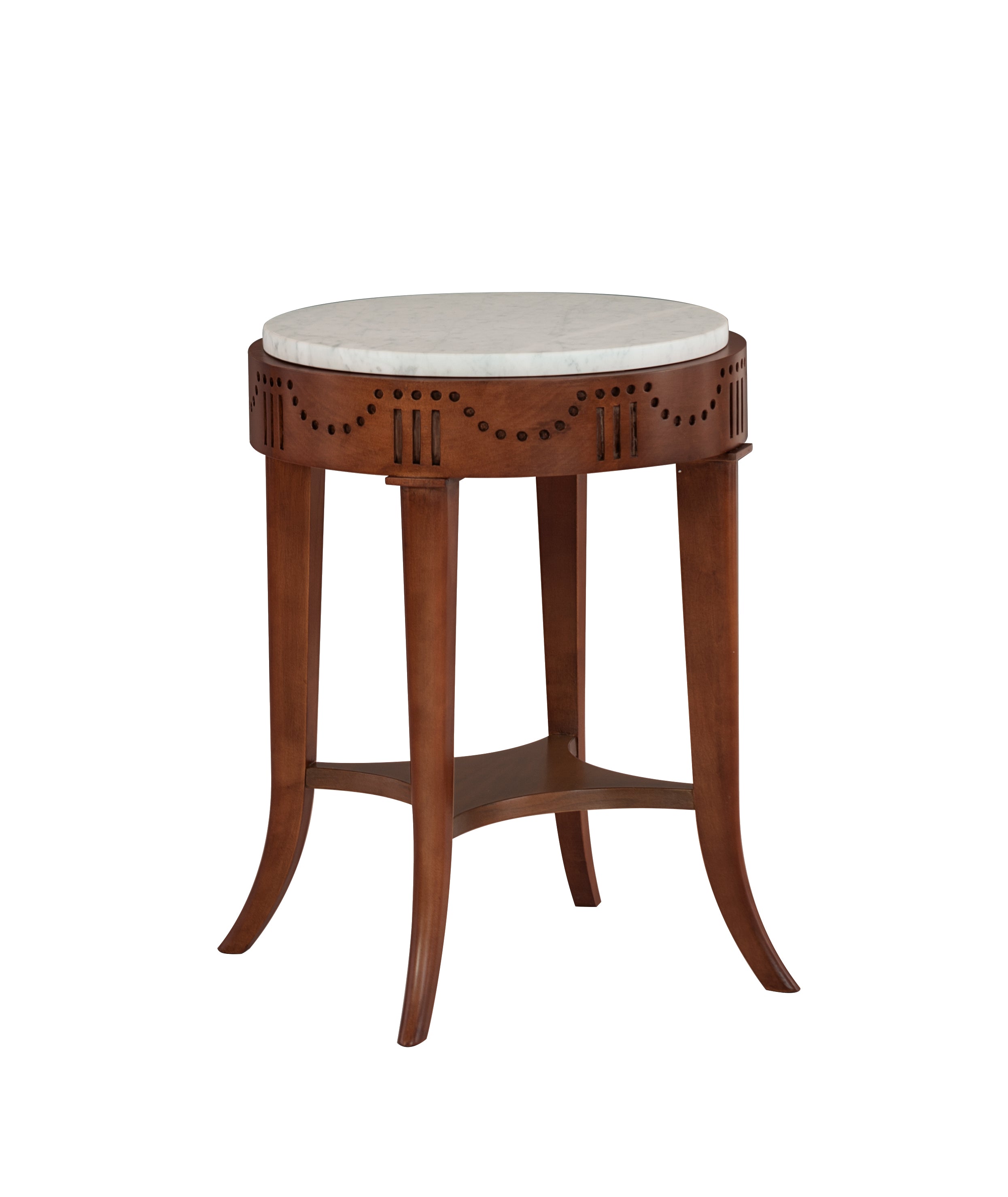 MONTCHANIN SPOT TABLE WITH STONE TOP in Walnut Veneers, Marble, Maple Solids - Hickory Chair