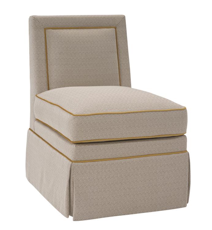 Emmeline Armless Chair - Kick Pleat Skirt Standard