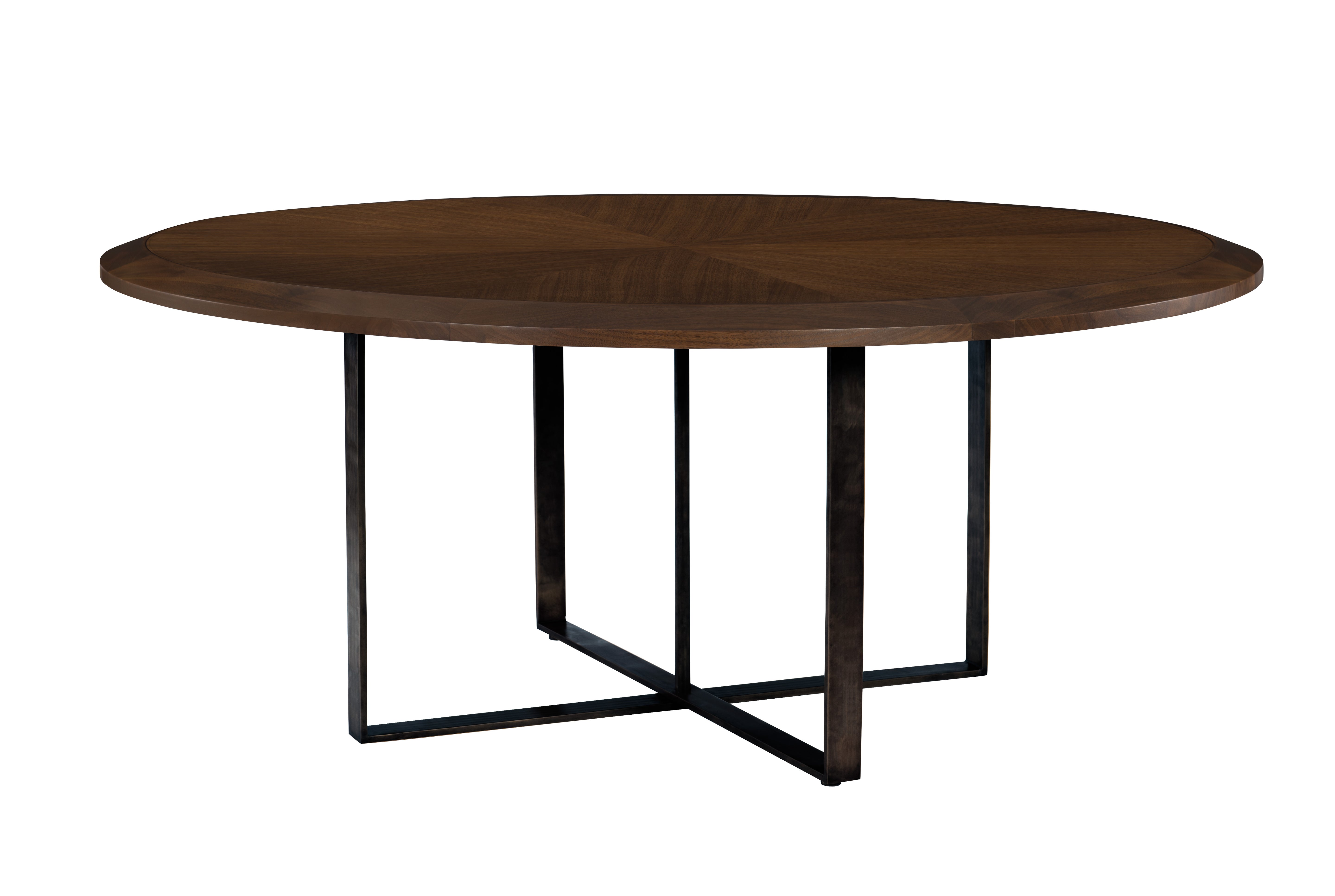 Pivot Dining Table in Walnut Veneers, Walnut Solids, Metal - Hickory Chair