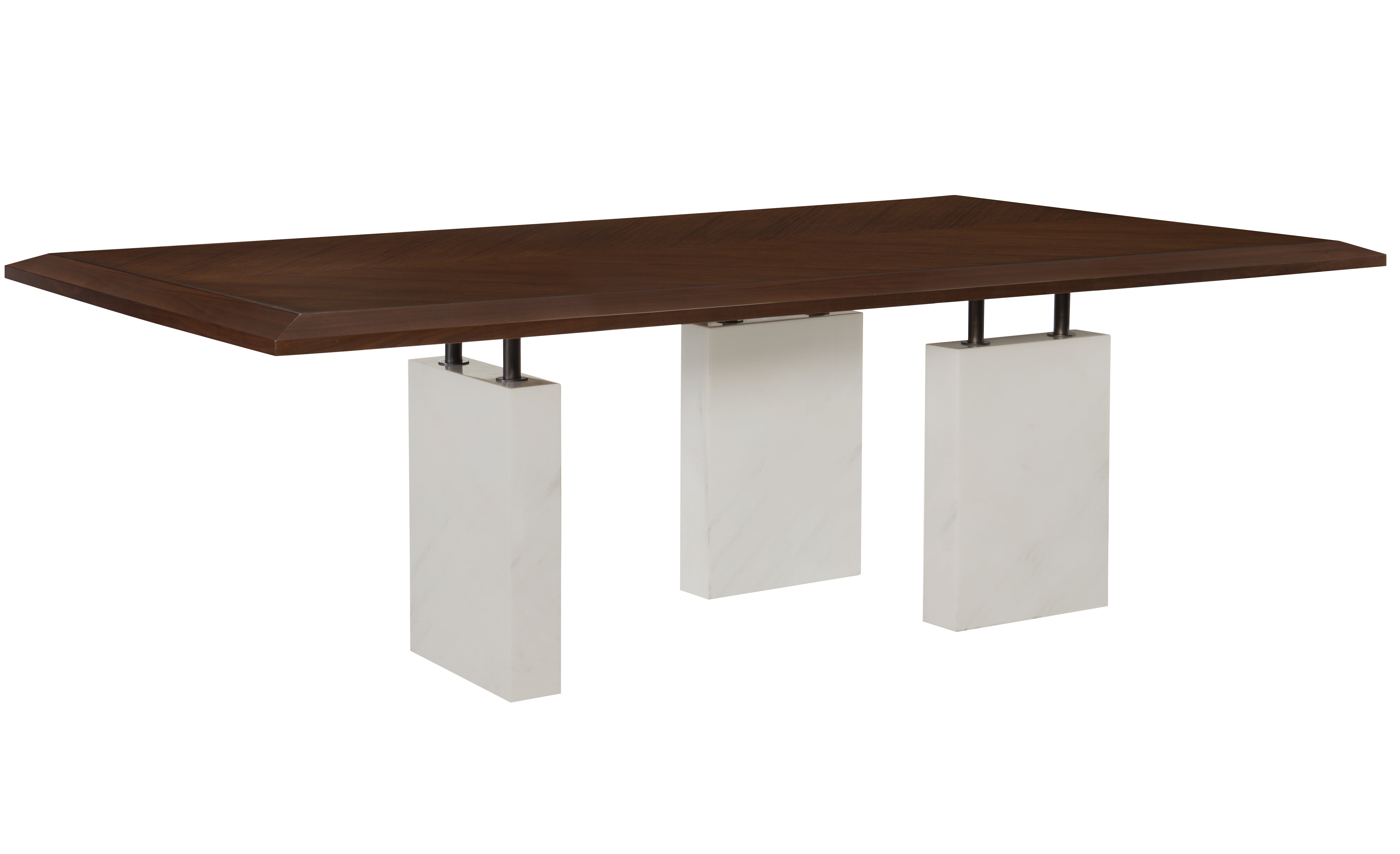 BLOCK DINING TABLE 90 INCH in Walnut Veneers, Walnut Solids, Marble - Hickory Chair