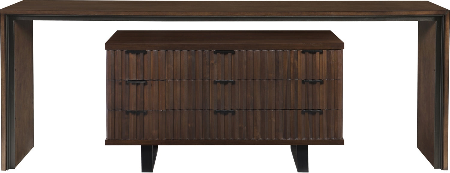 WEIR CONSOLE 96" in Steel, Quarter Ash Veneers, Poplar Solids - Hickory Chair