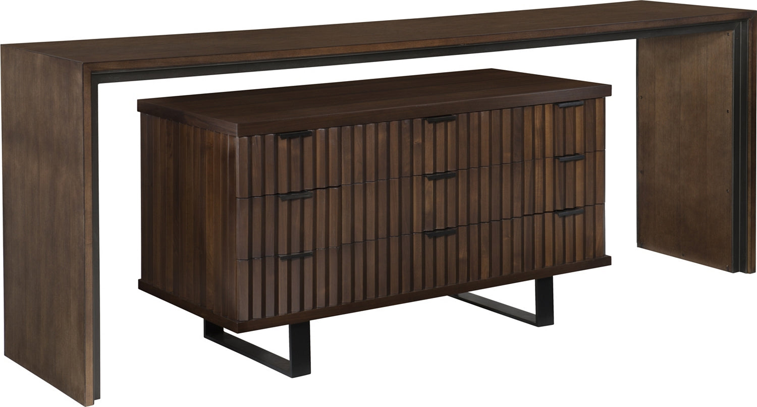 WEIR CONSOLE 96" in Steel, Quarter Ash Veneers, Poplar Solids - Hickory Chair