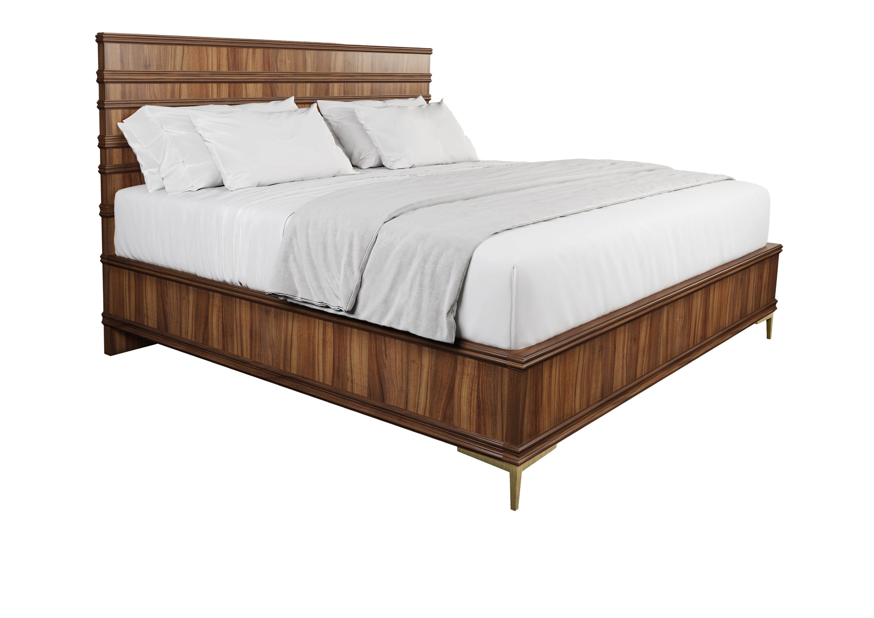 Hamlin Wood Queen Bed in Walnut Veneers, Walnut Solids - Hickory Chair