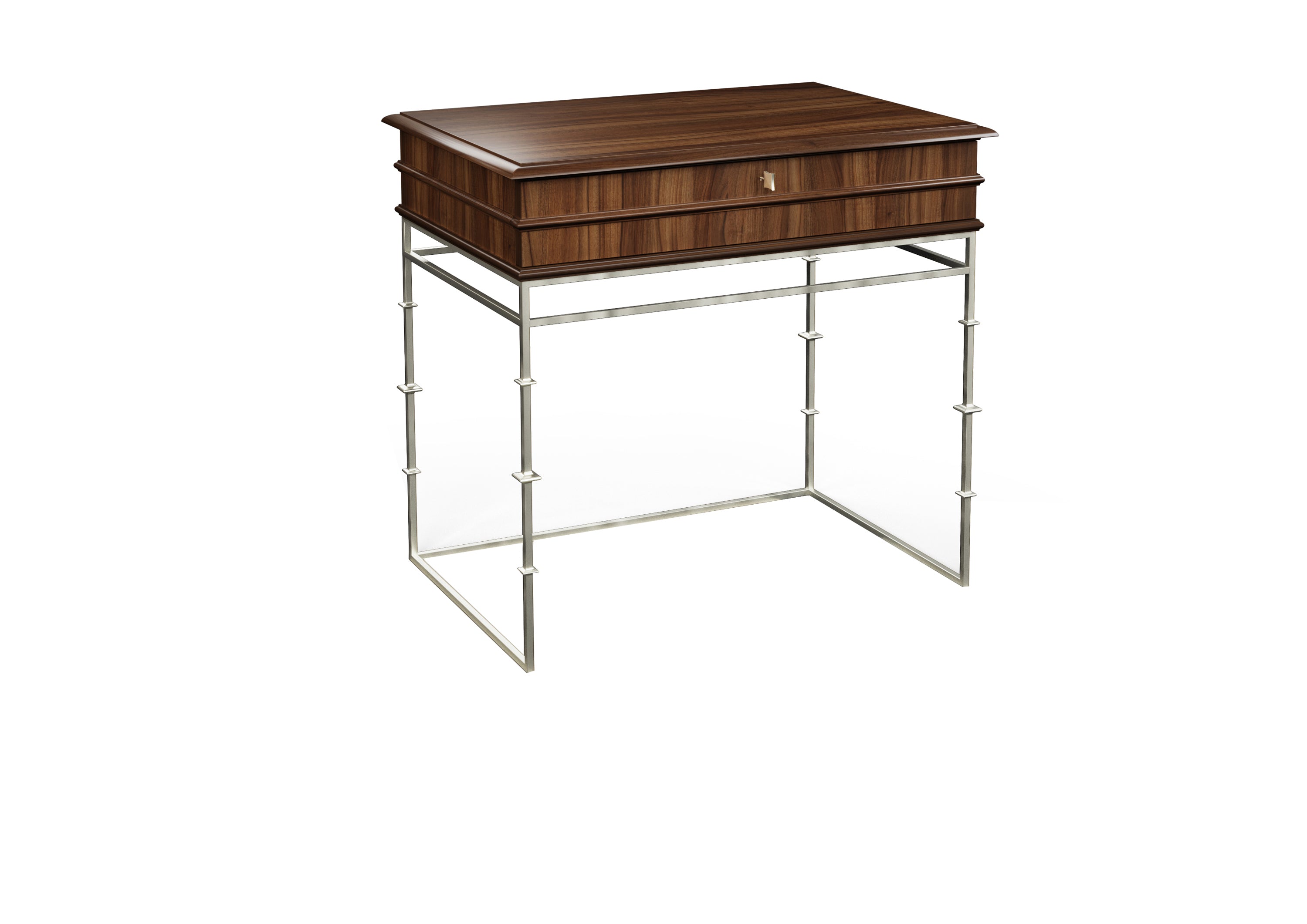Hamlin 1 Drawer Nightstand in Metal, American Walnut Veneers, American Walnut - Hickory Chair