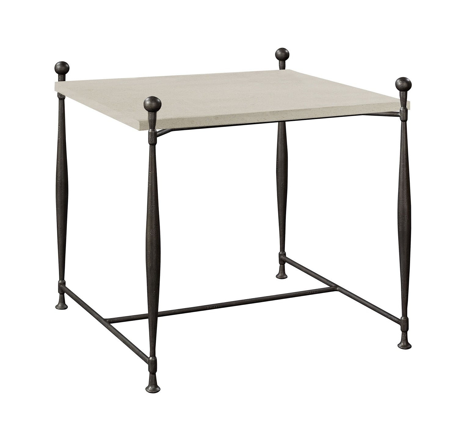 IONIA SIDE TABLE WITH SQUARE STONE TOP in Stone, Iron - Hickory Chair