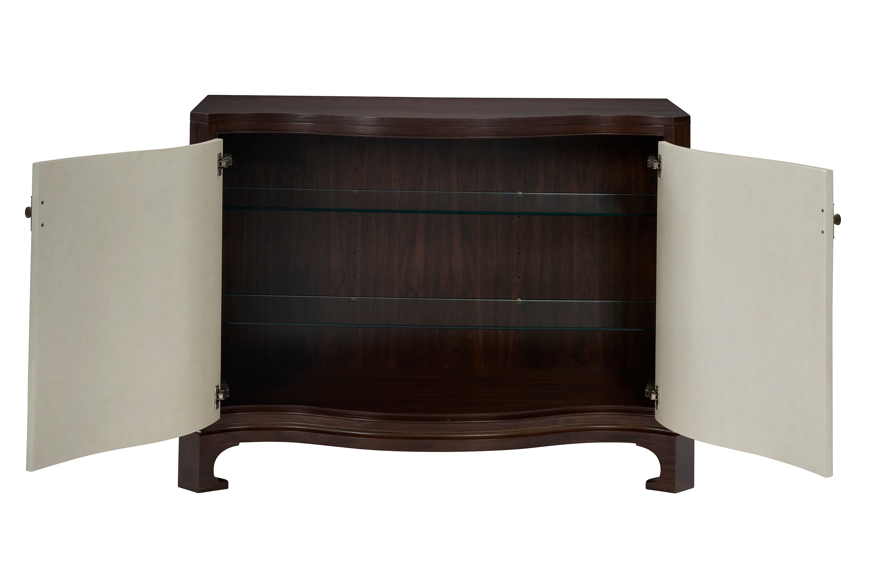 Sula Serpentine Chest in Walnut Veneers, Walnut Solids, Faux Vellum - Hickory Chair