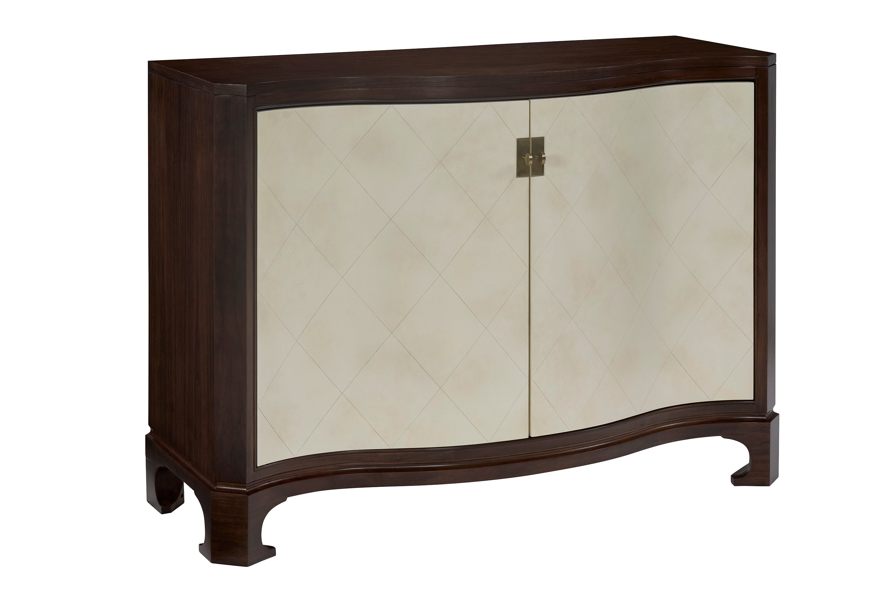 Sula Serpentine Chest in Walnut Veneers, Walnut Solids, Faux Vellum - Hickory Chair