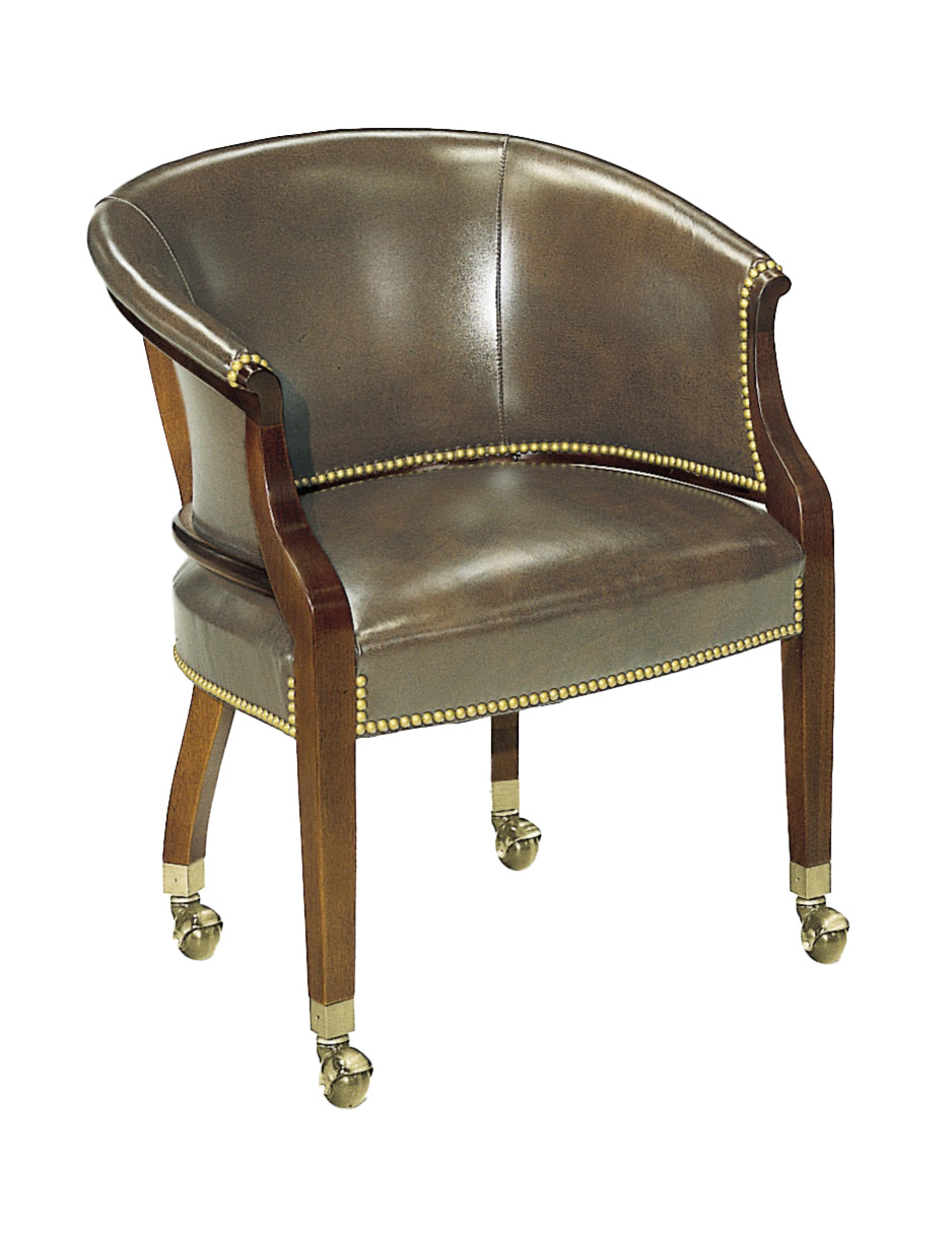 TUB CHAIR WITH CASTERS in Mahogany Solids - Hickory Chair