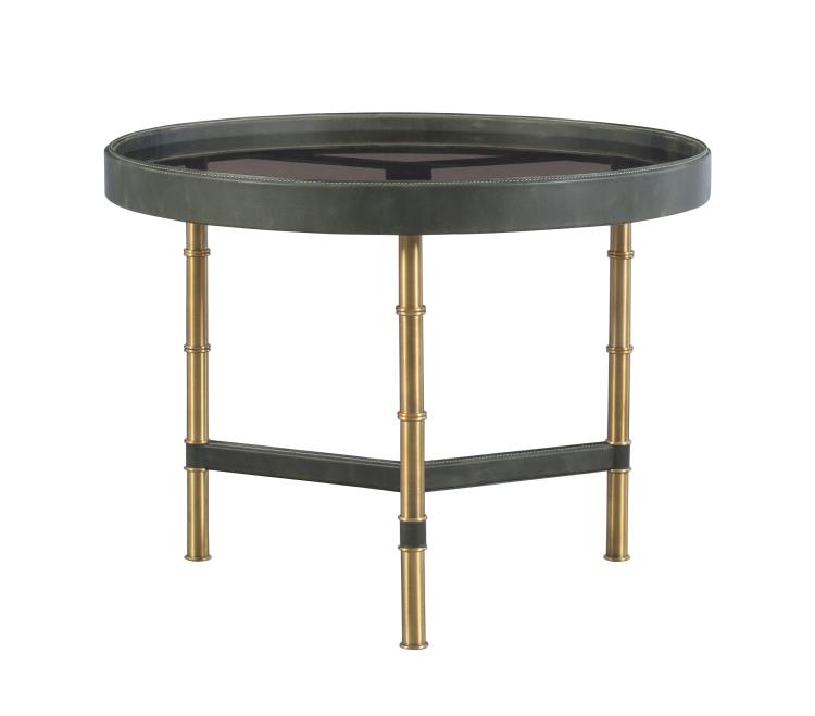 Valen Cocktail Table-Green Leather