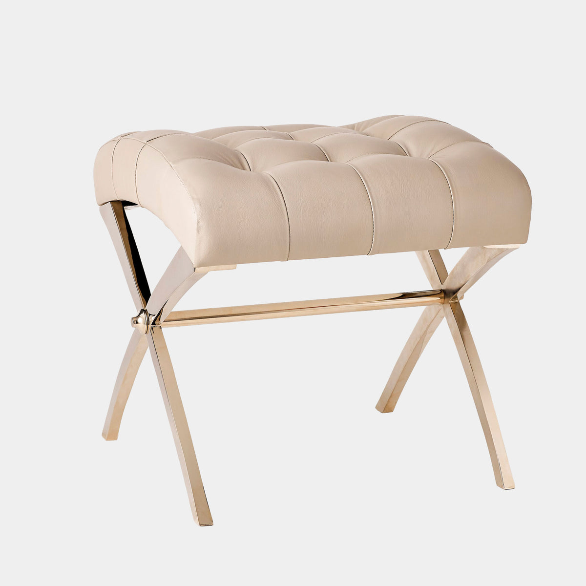 Scarlet Stool-Nickel w/Gray Leather