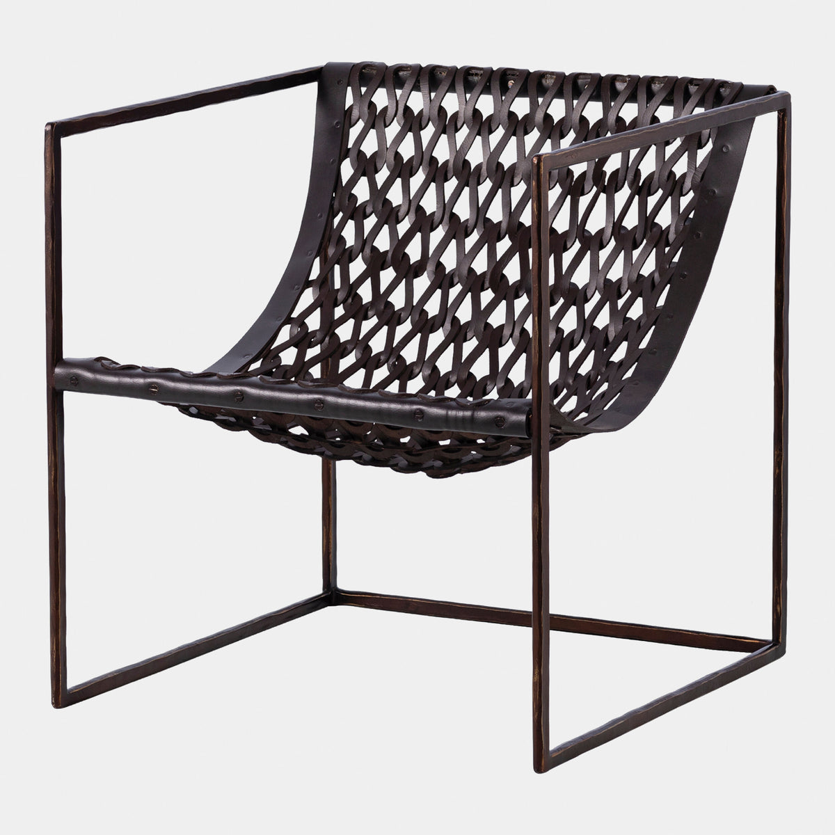 Knit and Pearl Chair-Bronze-Dark Brown Leather