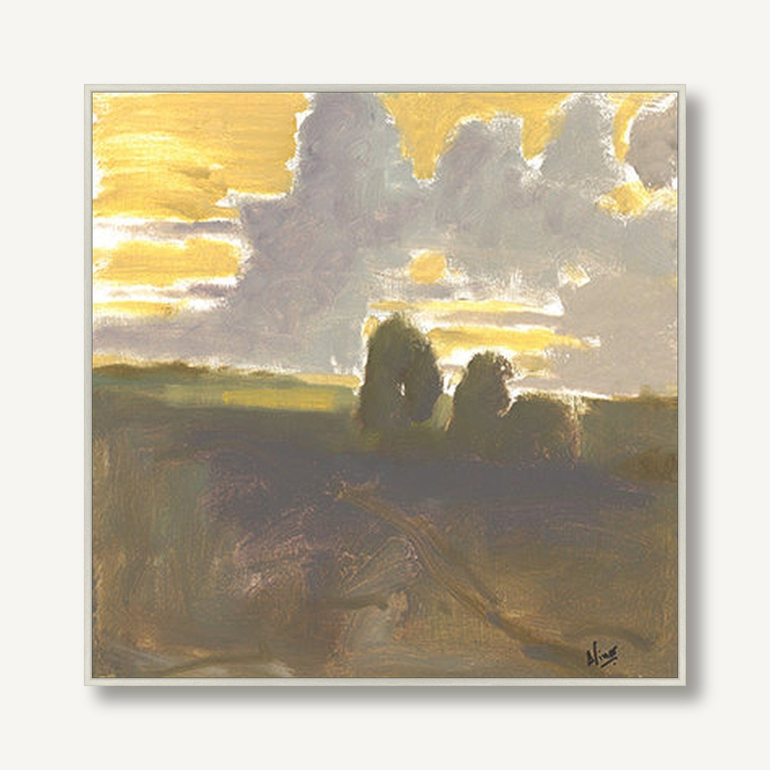 Three Trees Below Morning Sky 1 framed