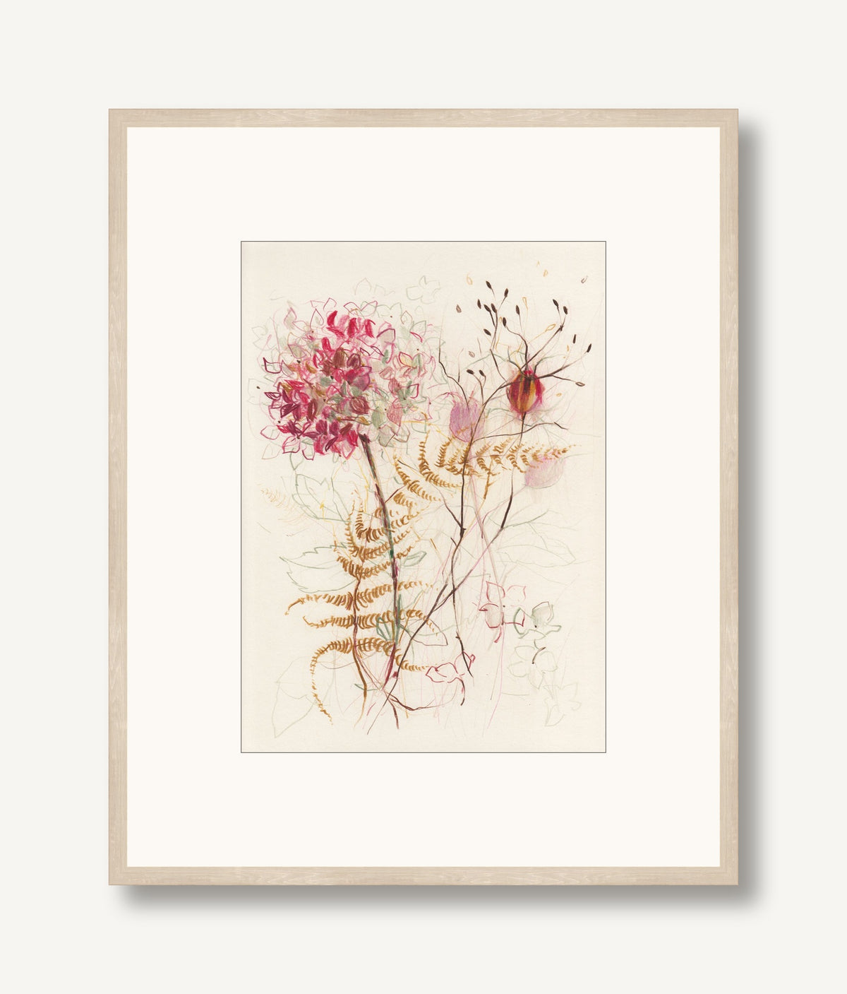 Hydrangea and Fern 1 framed
