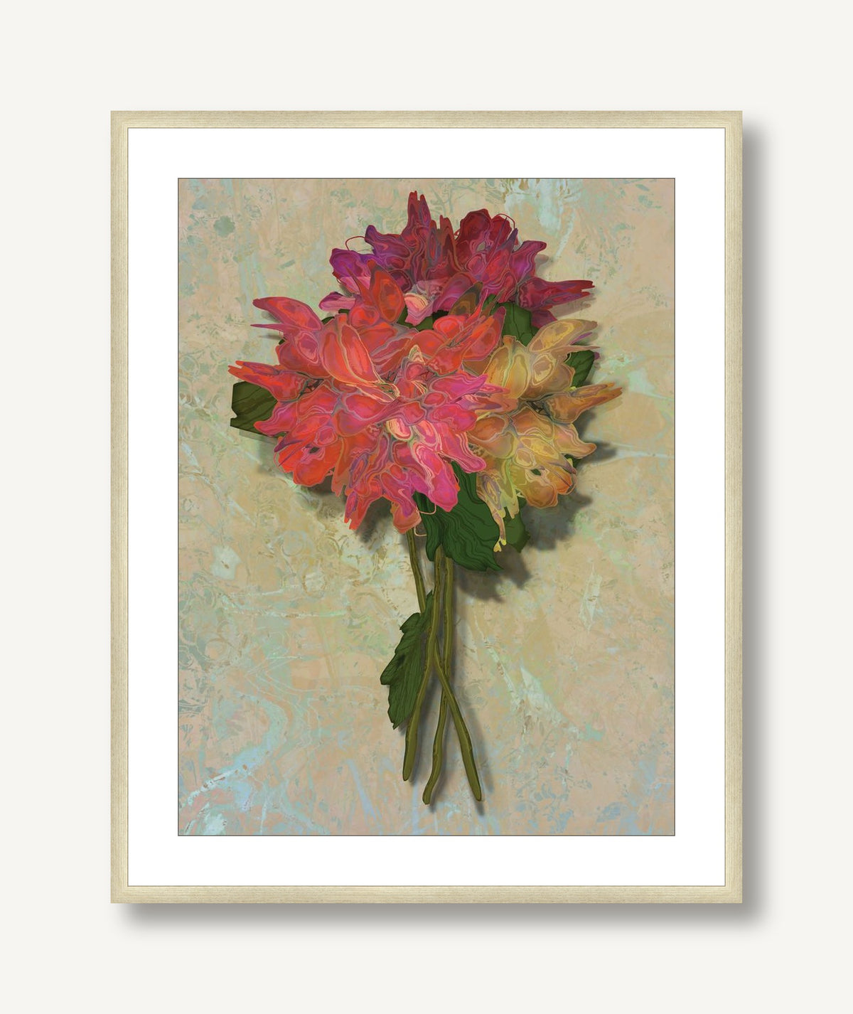 Analogous Dahlias 2 framed