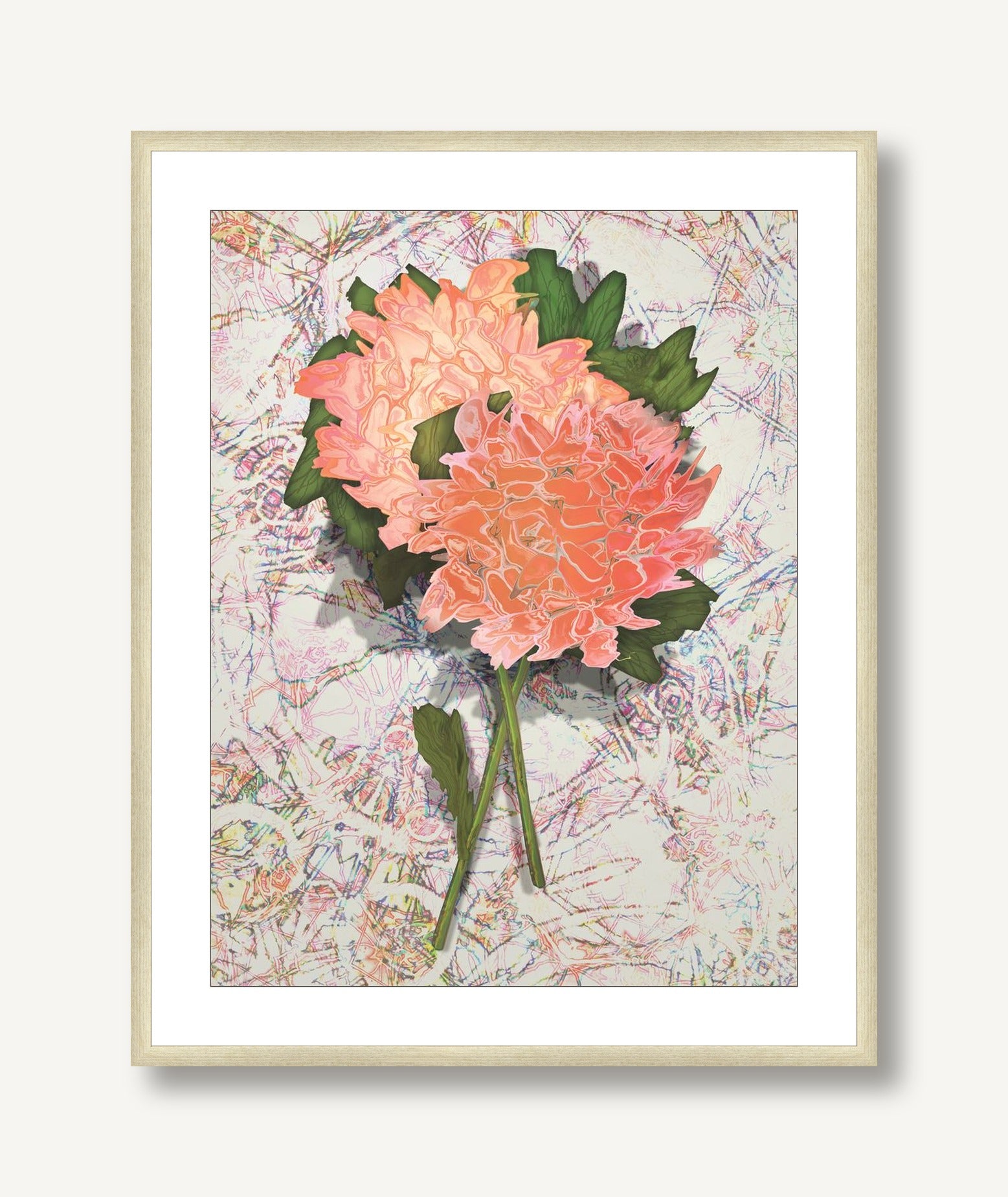 Analogous Dahlias 3 framed