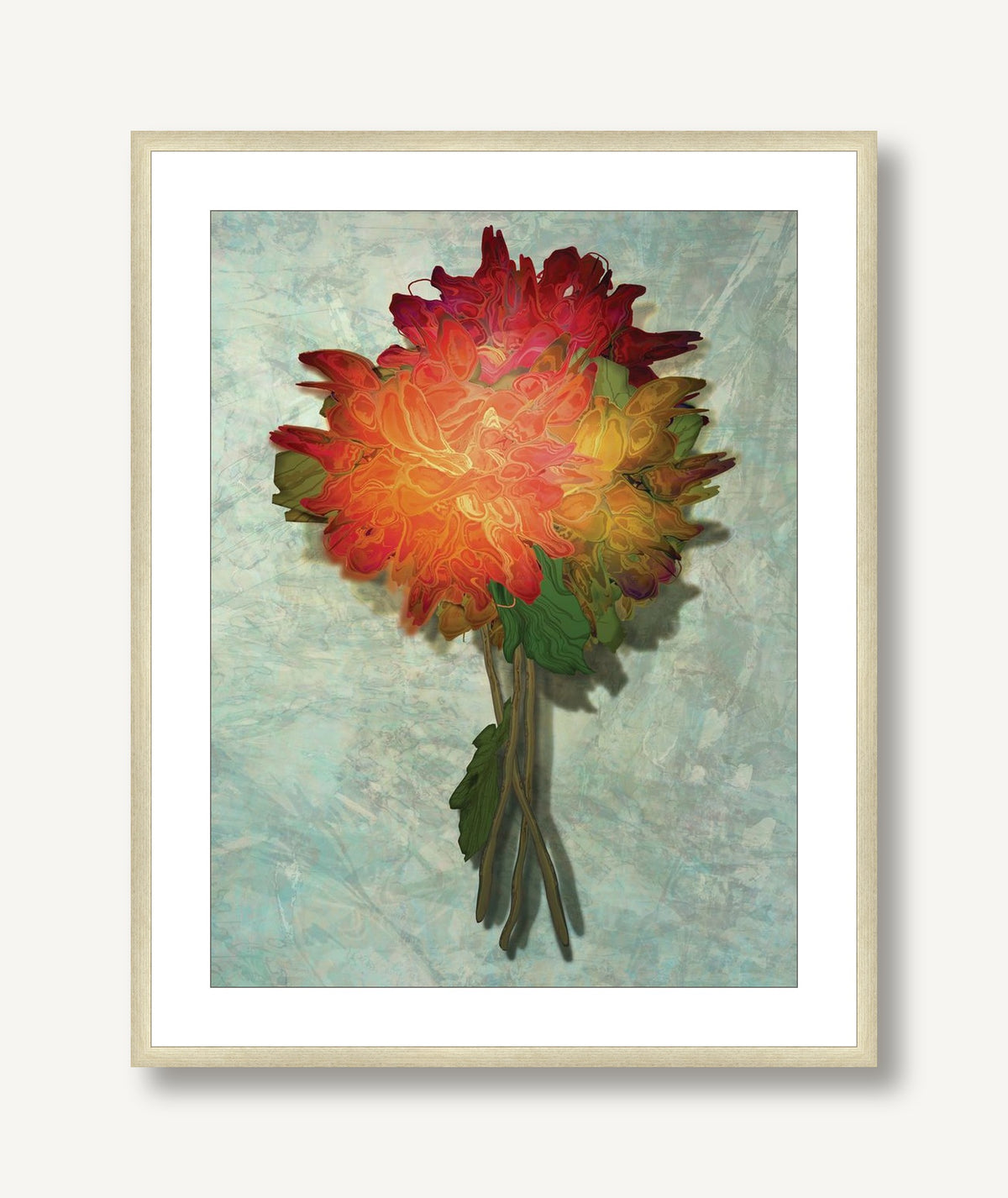 Analogous Dahlias 5 framed