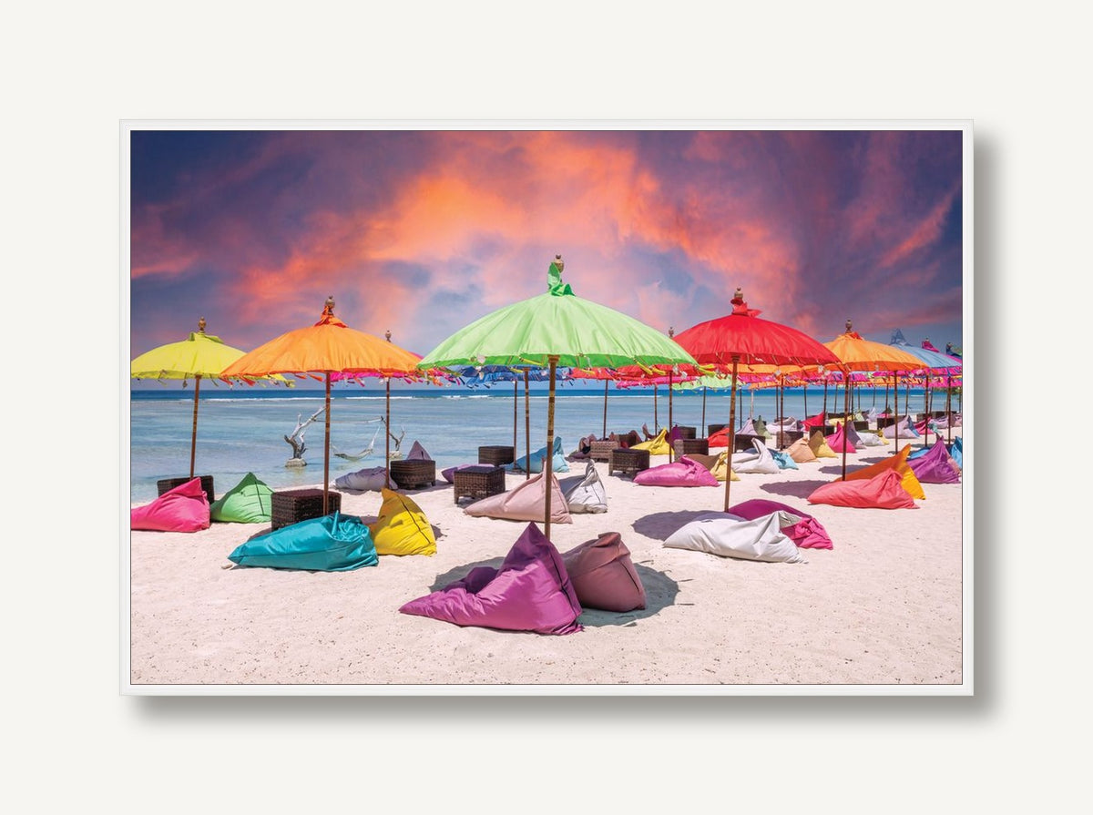 Bali Beach Umbrellas 1 framed
