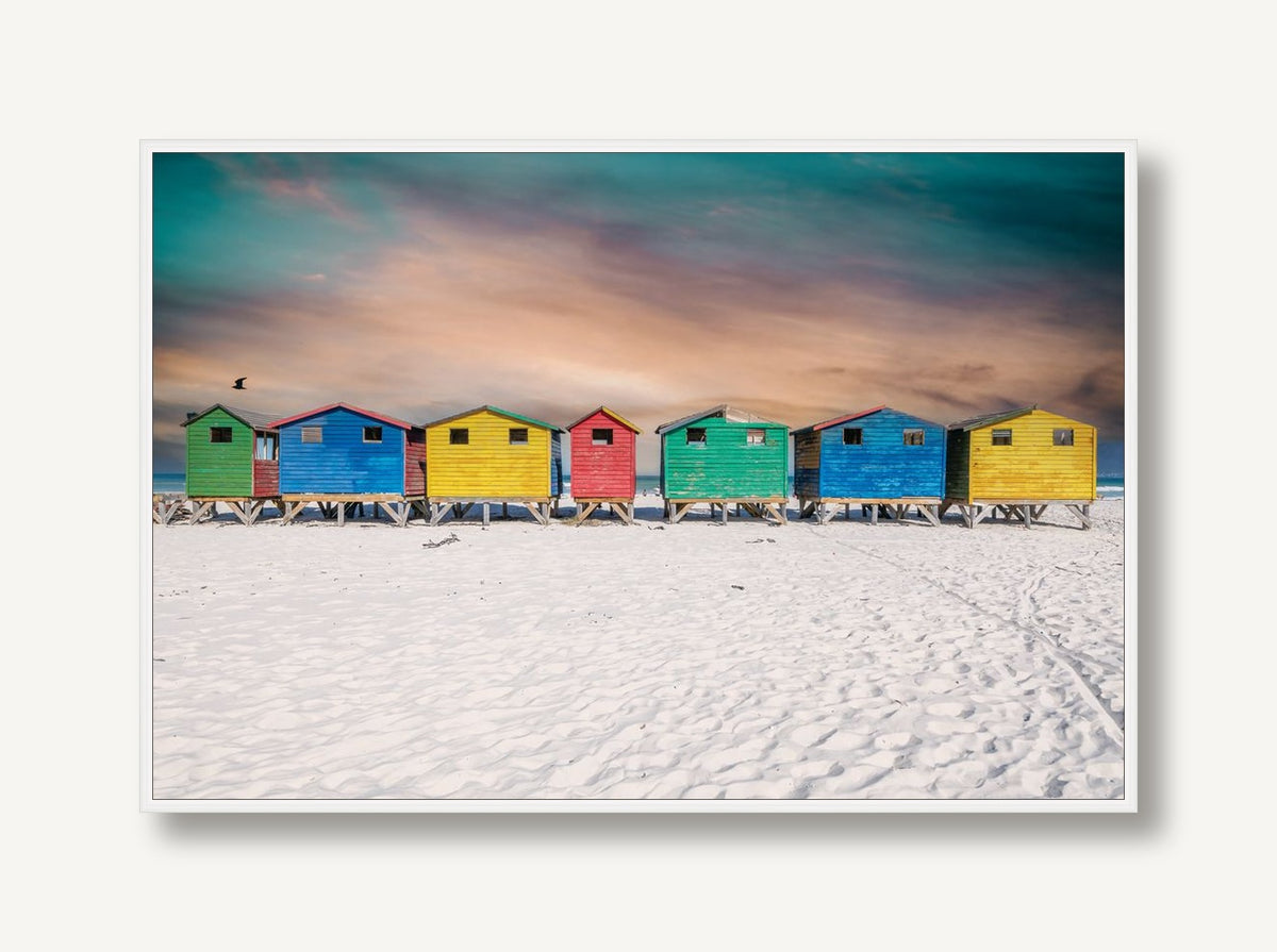 Cape Town Beach Huts 1 framed