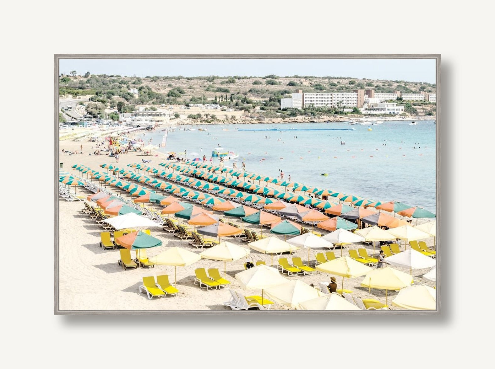 Malta Beach Umbrellas 1 framed
