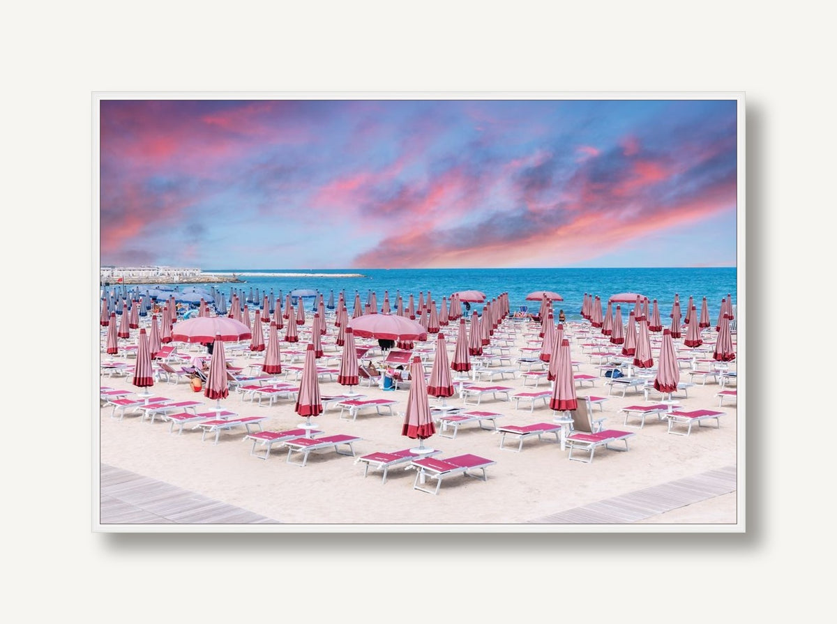 Puglia Sky and Umbrellas 1 framed