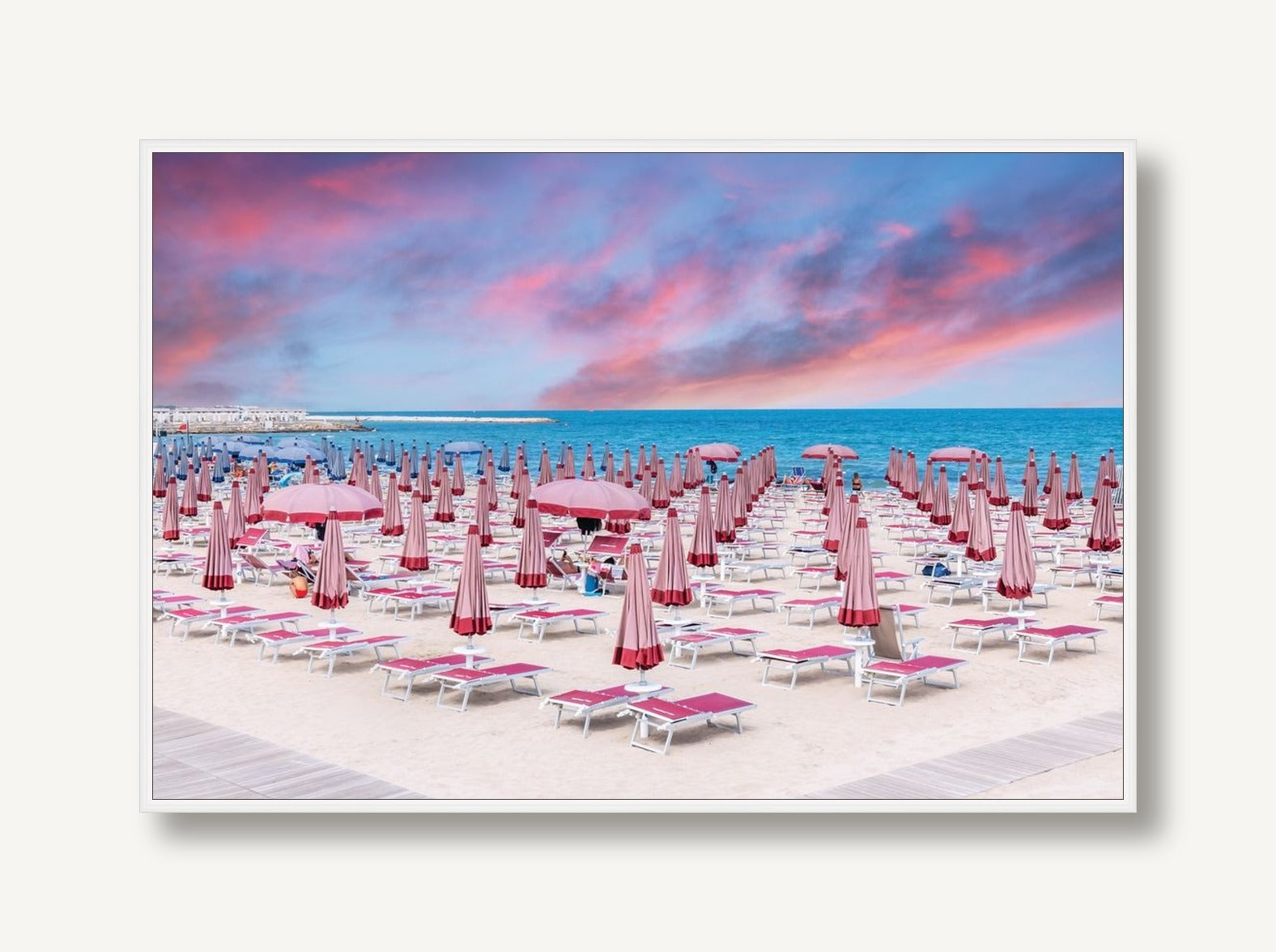 Puglia Sky and Umbrellas 1 framed