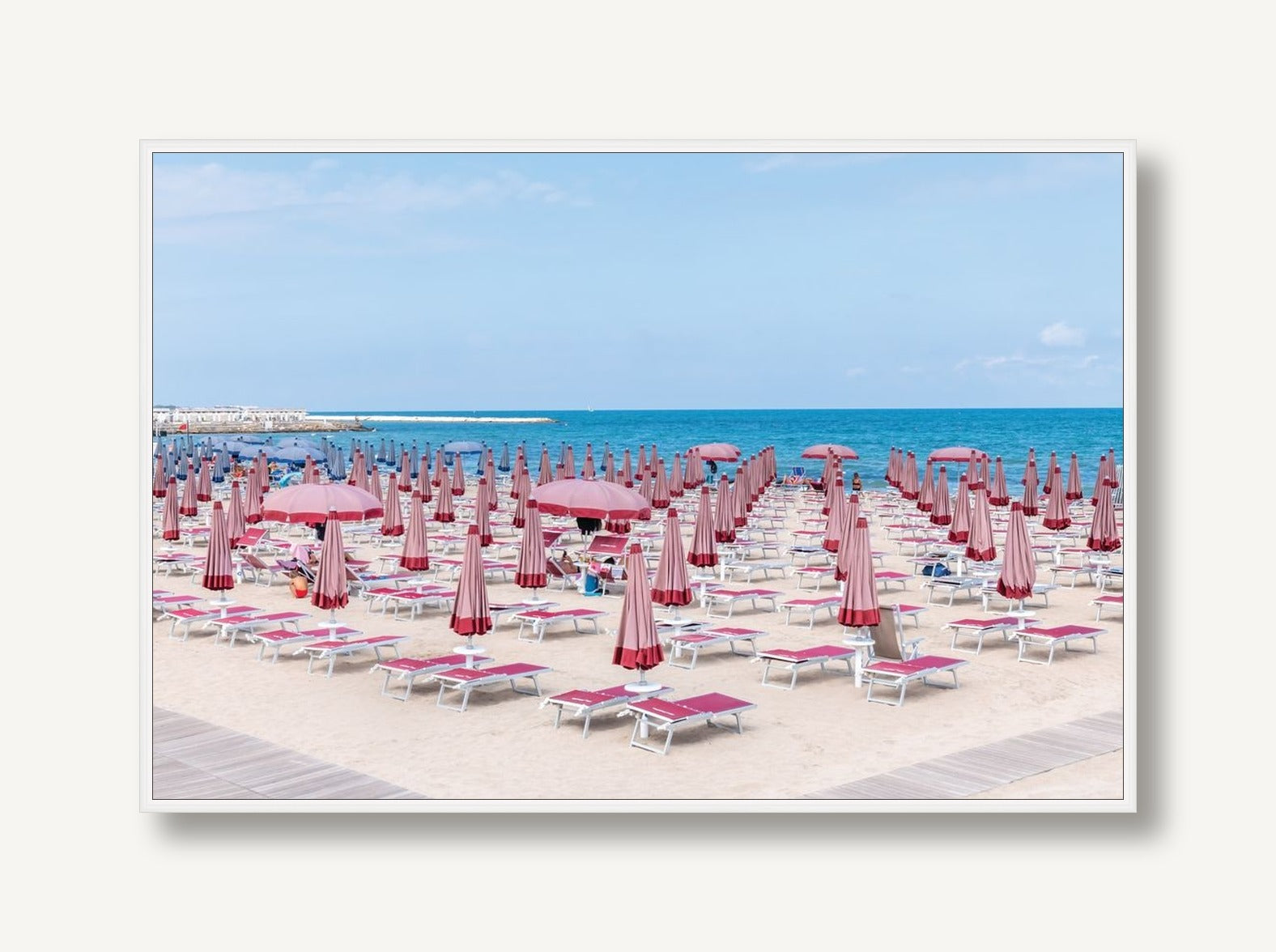 Puglia Red Beach Umbrellas 1 framed