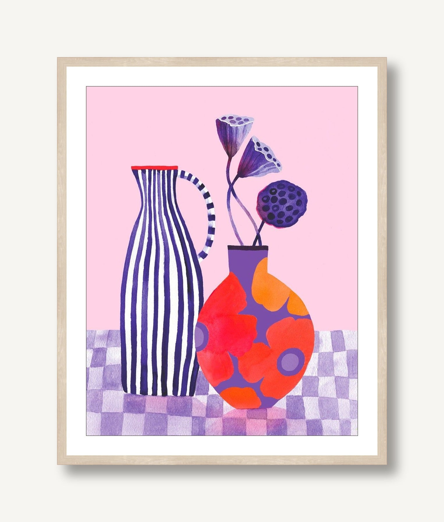 Stripes & Petals 1 framed