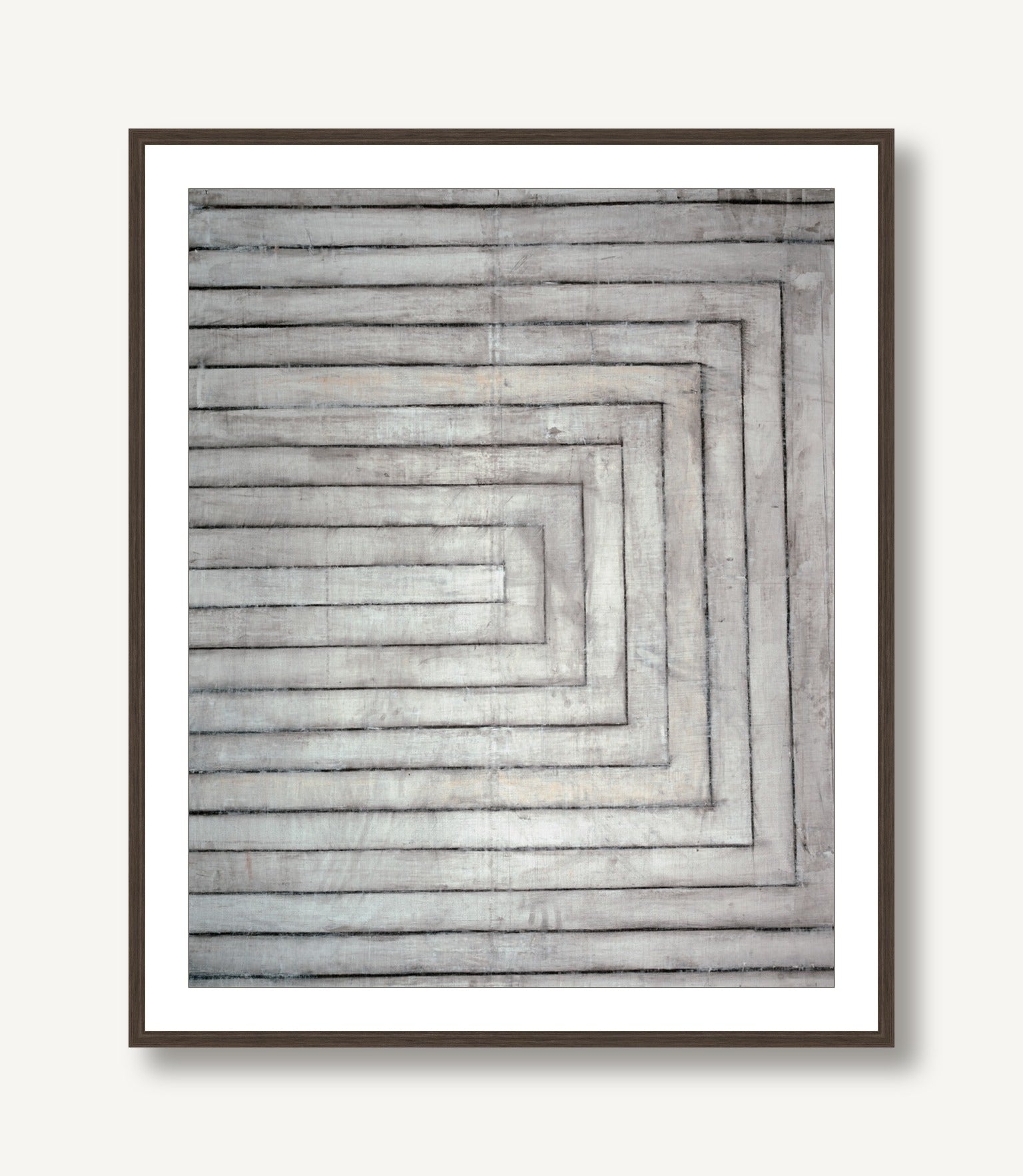 Linear Paths to the Past Grey 1 framed