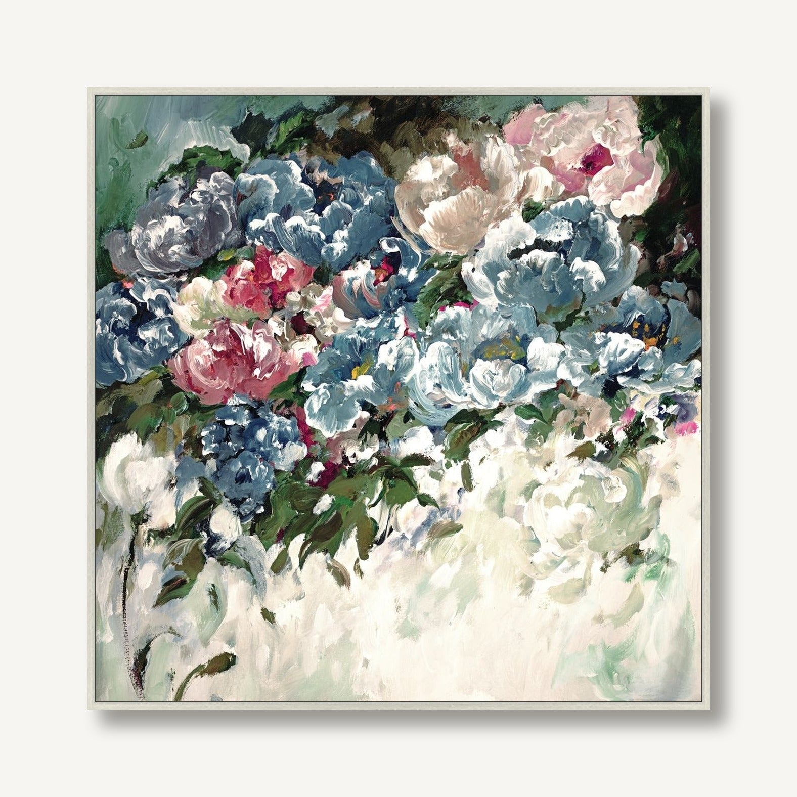 With Blue Blooms 1 framed