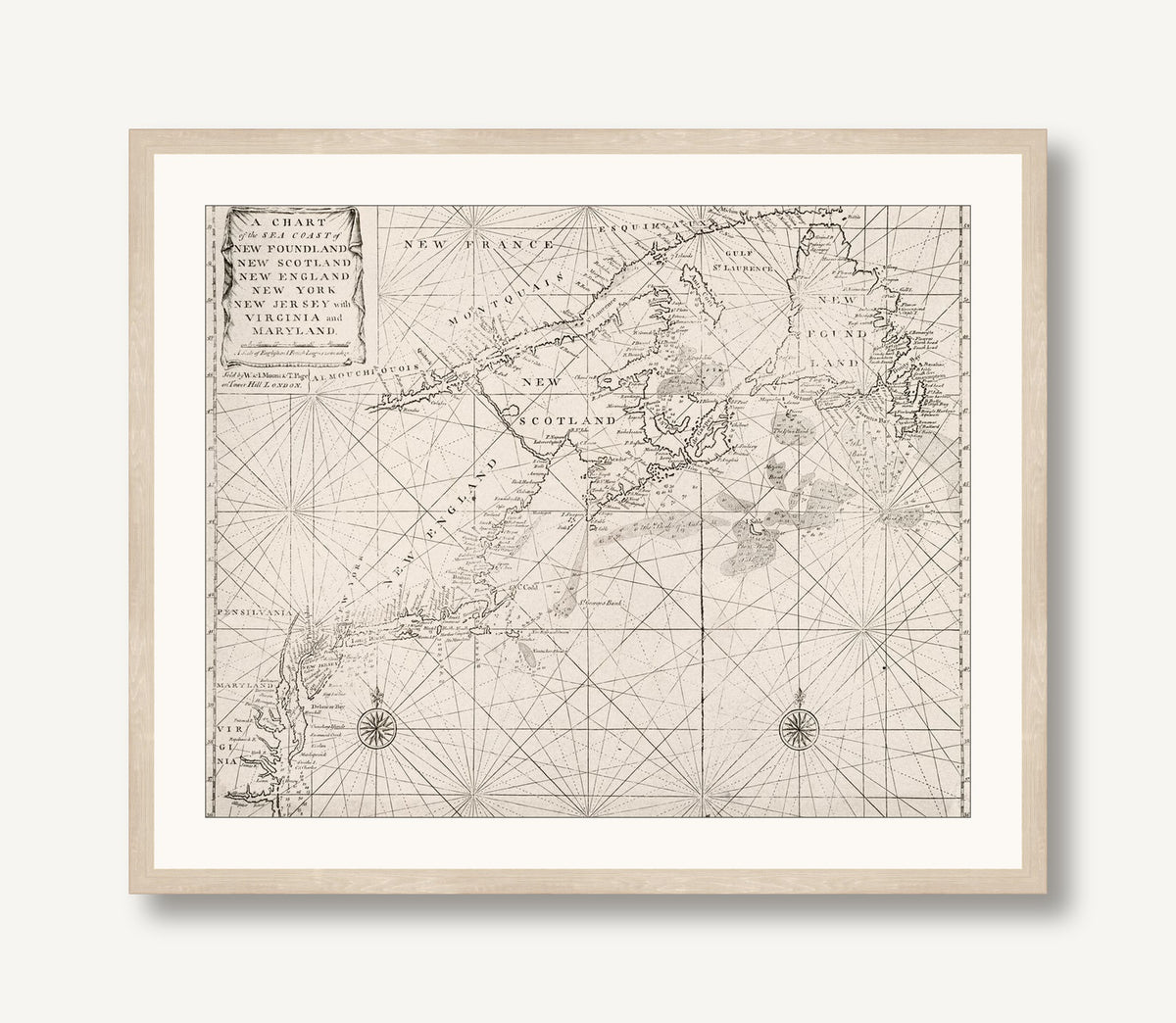 Antique Coastal Map 1 framed