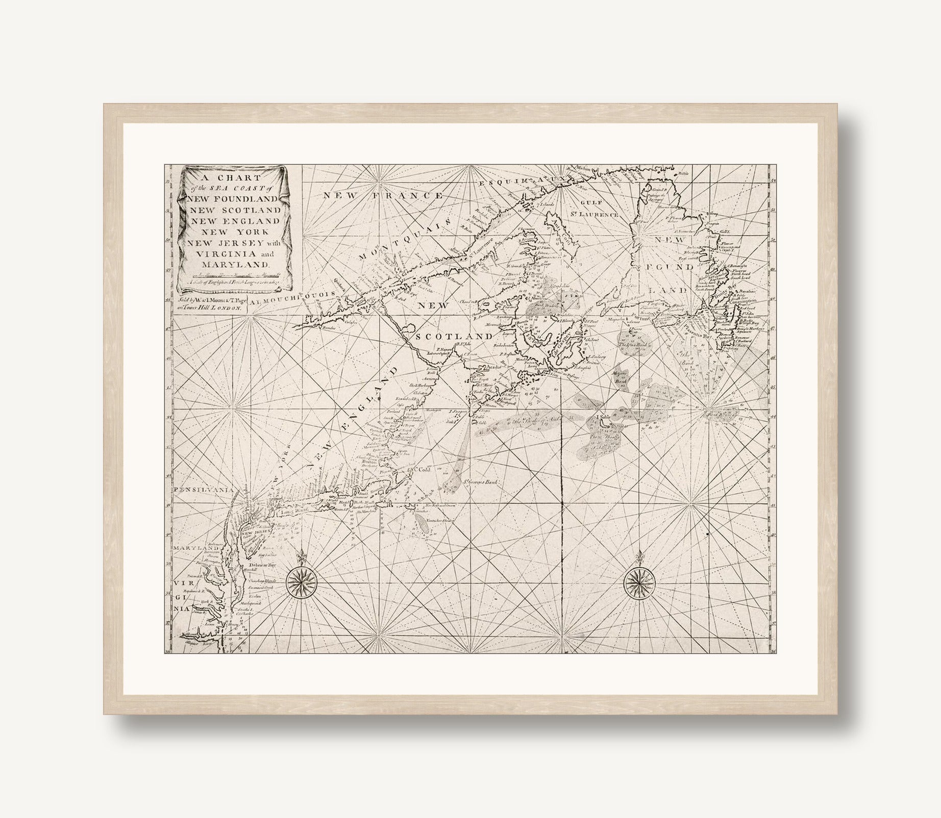Antique Coastal Map 1 framed