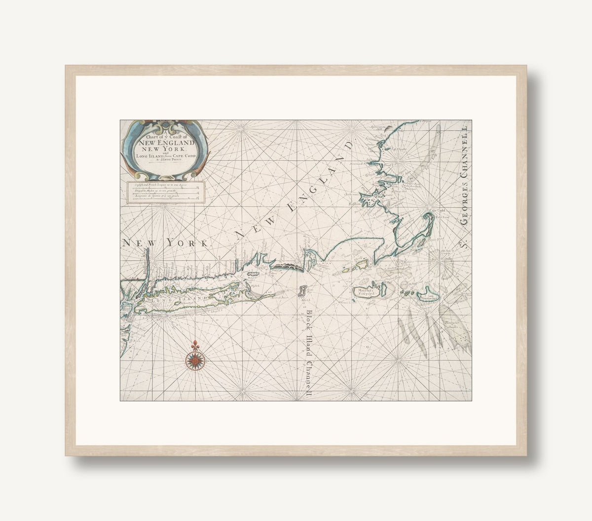 Antique New England Map 1 framed