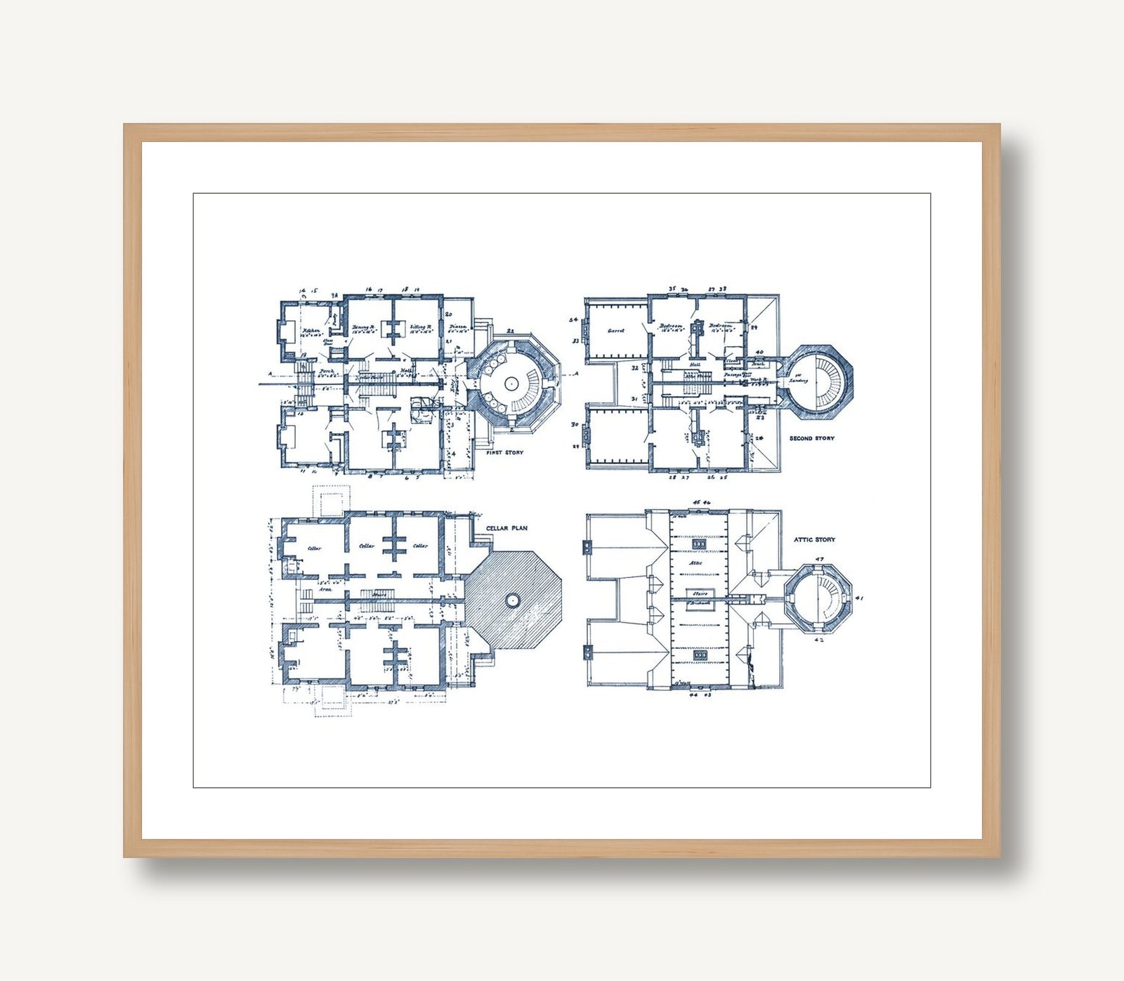 Blueprint of Lighthouse 1 framed