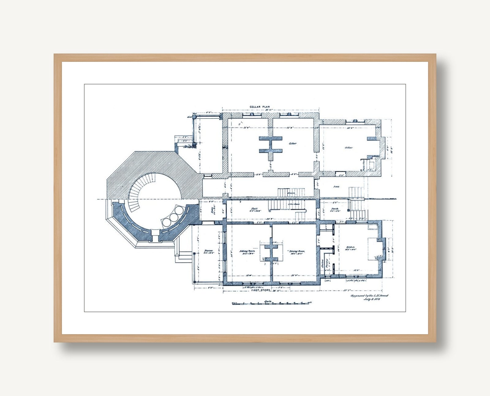Blueprint of Lighthouse 3 framed
