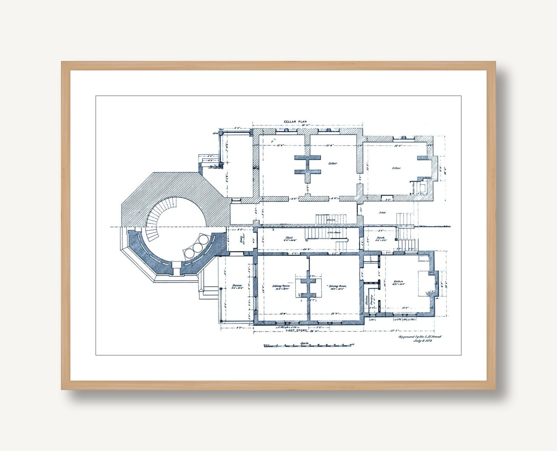 Blueprint of Lighthouse 3 framed