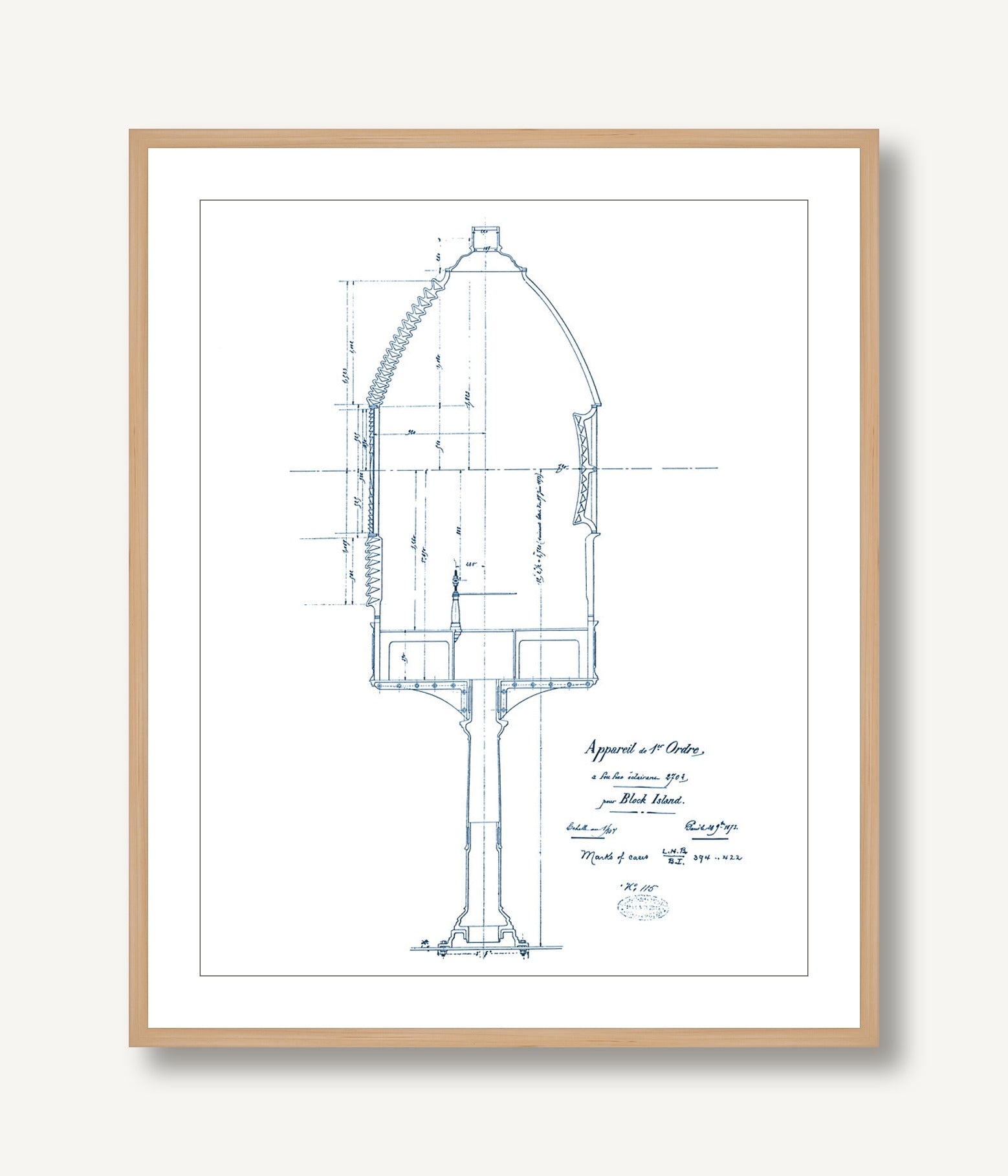 Blueprint of Light Tower 1 framed